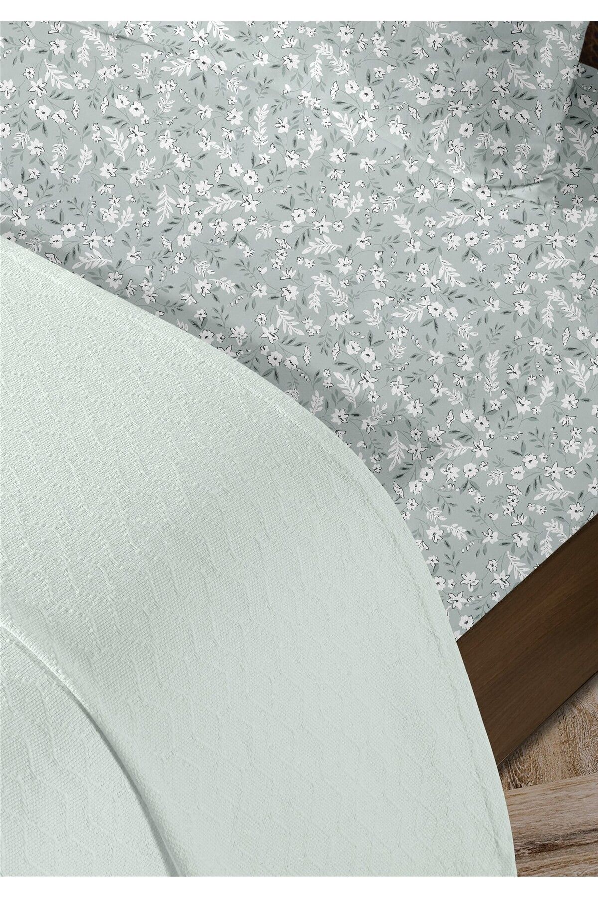 Evim-100% Cotton Olivia Blue Double Pique Set 200 X 230 cm 3
