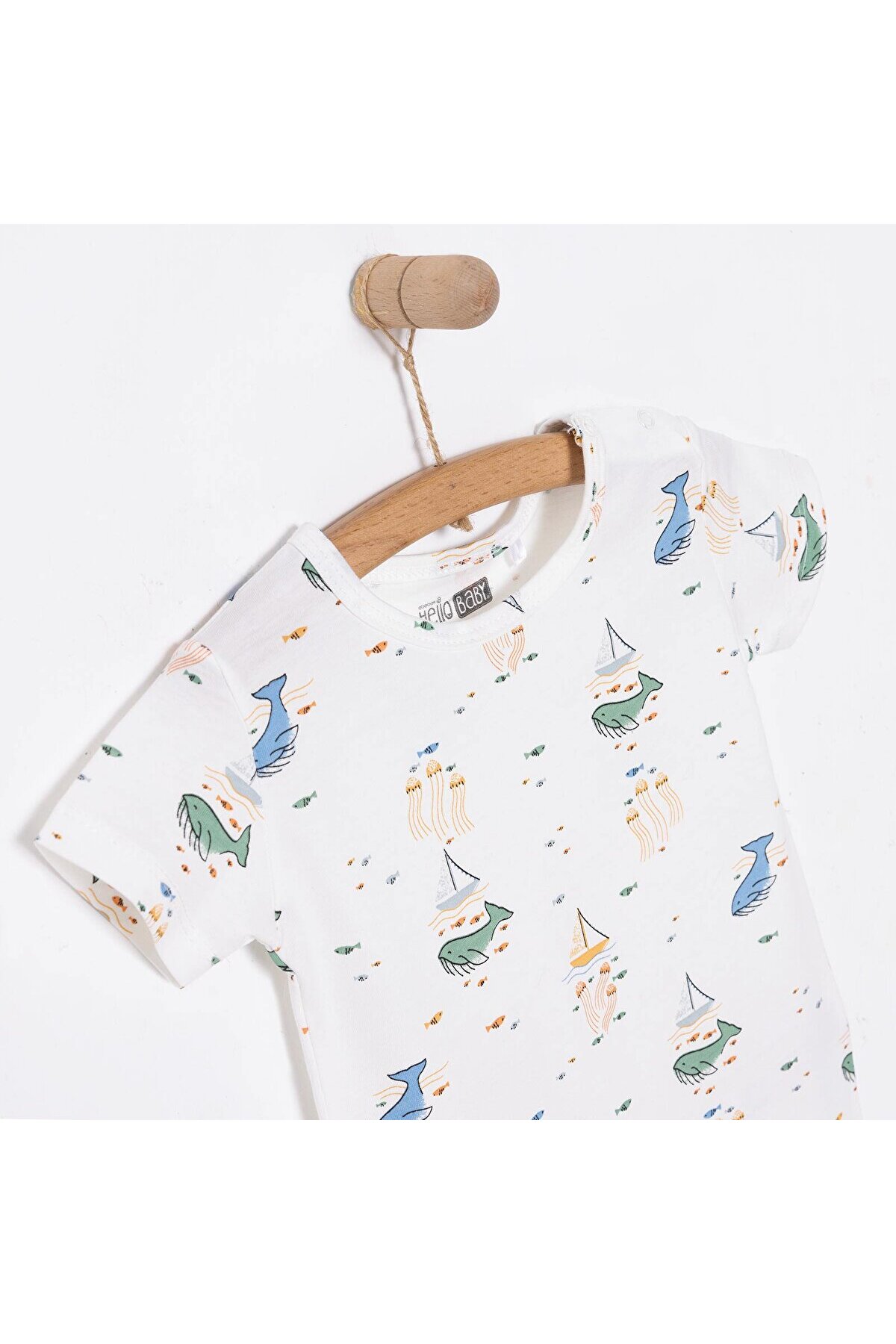 ebebek Hello Baby HelloBaby Yenidoğan Erkek Bebek Kısa Tulum İnterlok Ekru fotoğrafı 3 (önizleme)