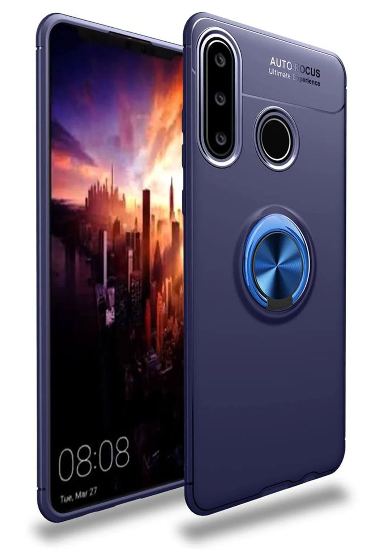 NewFace Huawei Y6P Kılıf Range Yüzüklü Silikon - Mavi HNZRN