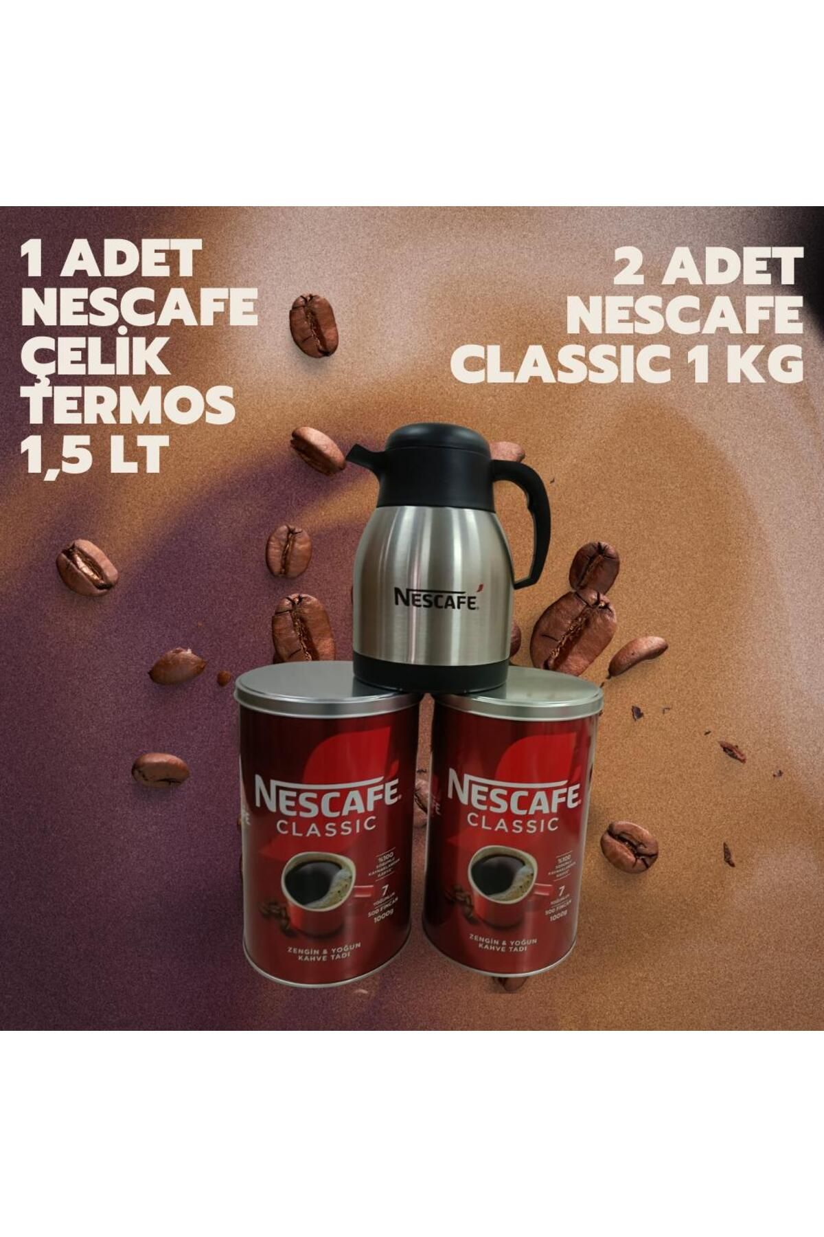 Nescafe Classic Kahve 1 Kg x 2 adet + Büyük termos