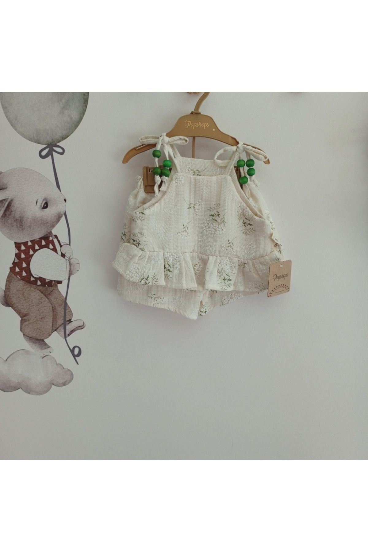popshops baby Boncuj Askılı Kız Bebek Takımı