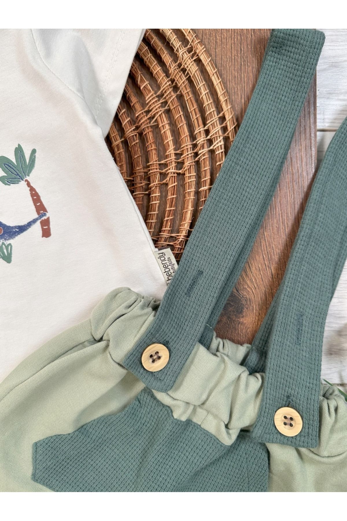 Adda Baby Yazlık Taş Devri Dizanorlu Salopet Tshirtli Tulum Önden Cep Detaylı Yazlık Şortlu Erkek Bebek