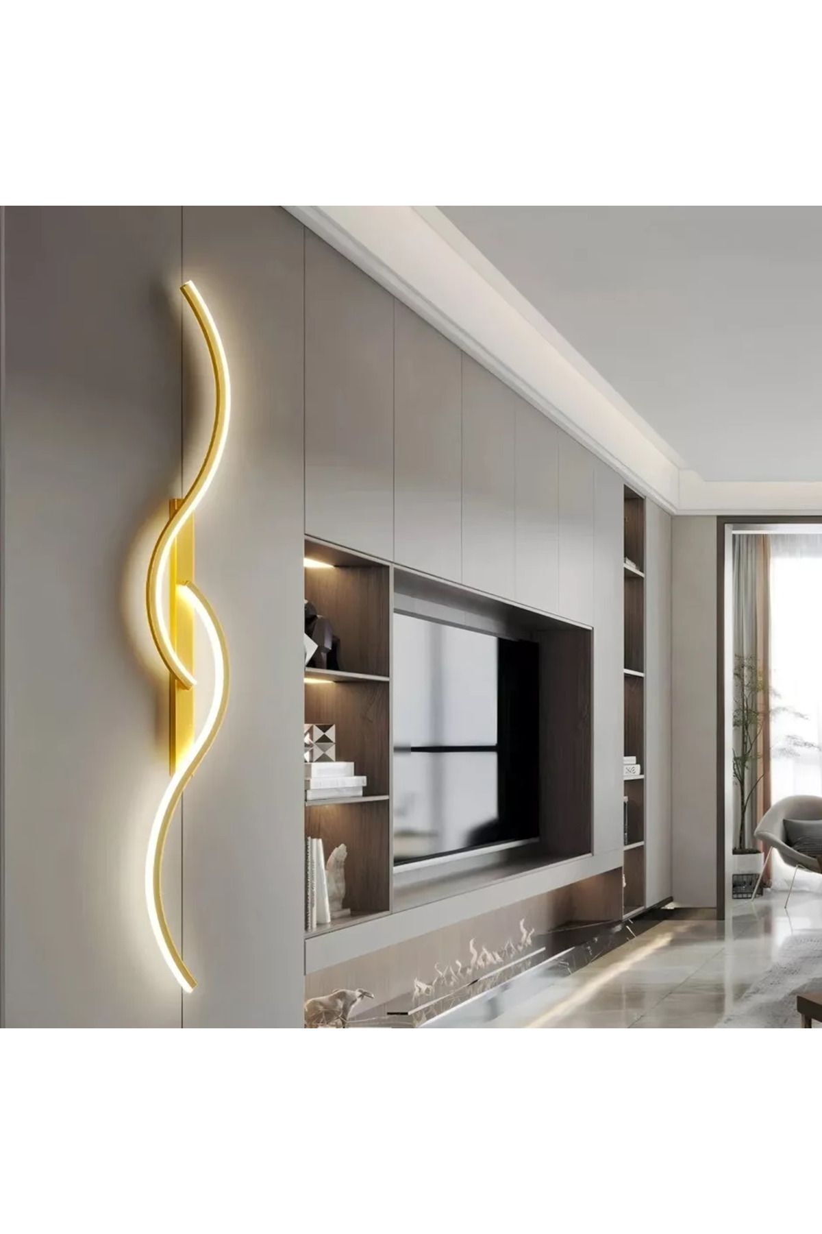 PeraTeknoloji Led Aplik Duvar Gold 3renk - Pirşeş 100 Cm