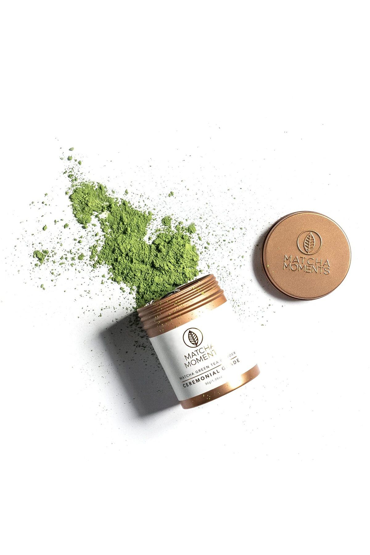 MATCHA MOMENTS Ceremonial Grade Matcha Tozu 30g, Taşla Öğütülmüş, Çift Gölgeleme ile Umami ve Antioksidan Zengini