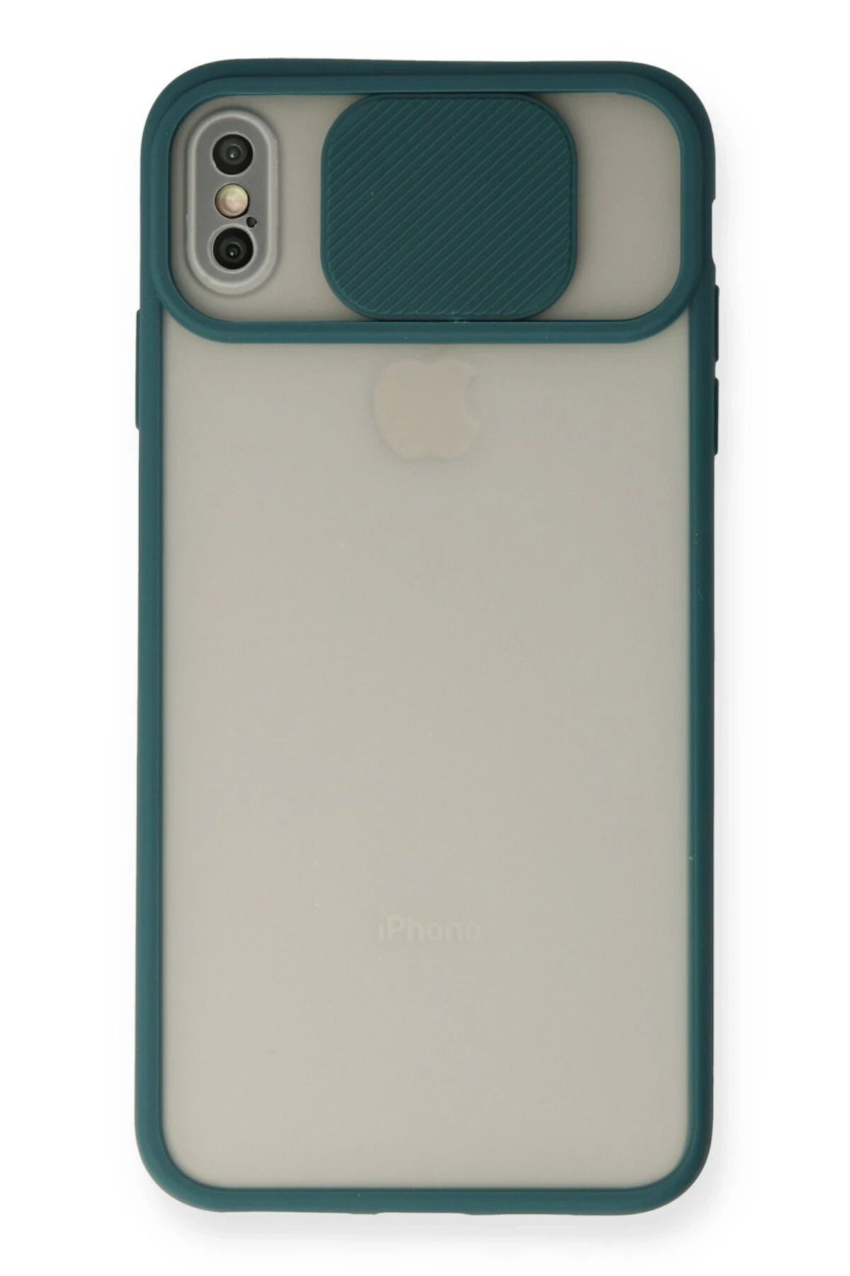 NewFace iPhone X Kılıf Palm Buzlu Kamera Sürgülü Silikon - Yeşil DPMAH