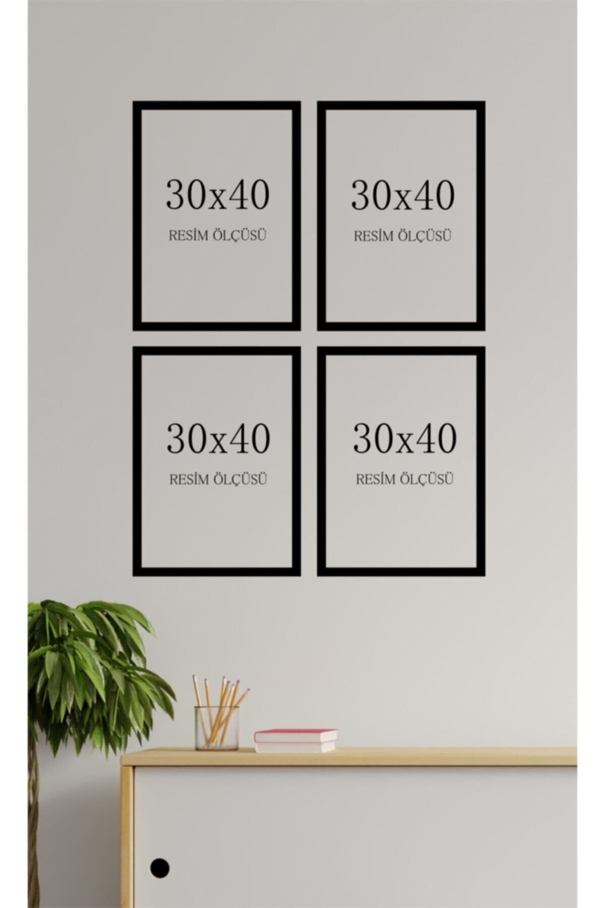 AS TİCARET Siyah Renk 30x40cm 4 Adet Boş Çerçeve