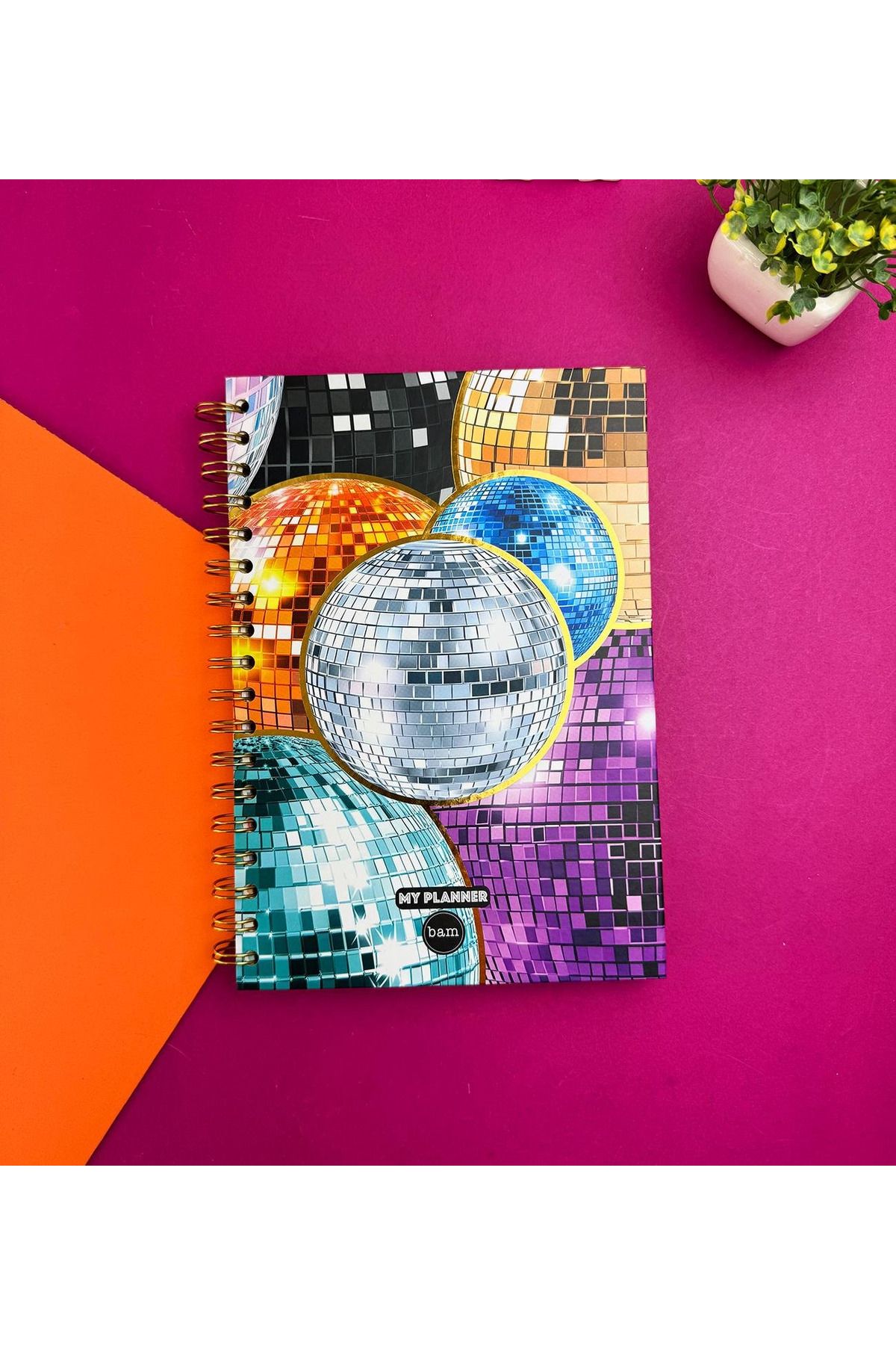 hediyeofisi Yaldızlı Disko Topu Spiralli Süresiz Planlayıcı Ajanda Motivasyon Sayfalı Stickerlı