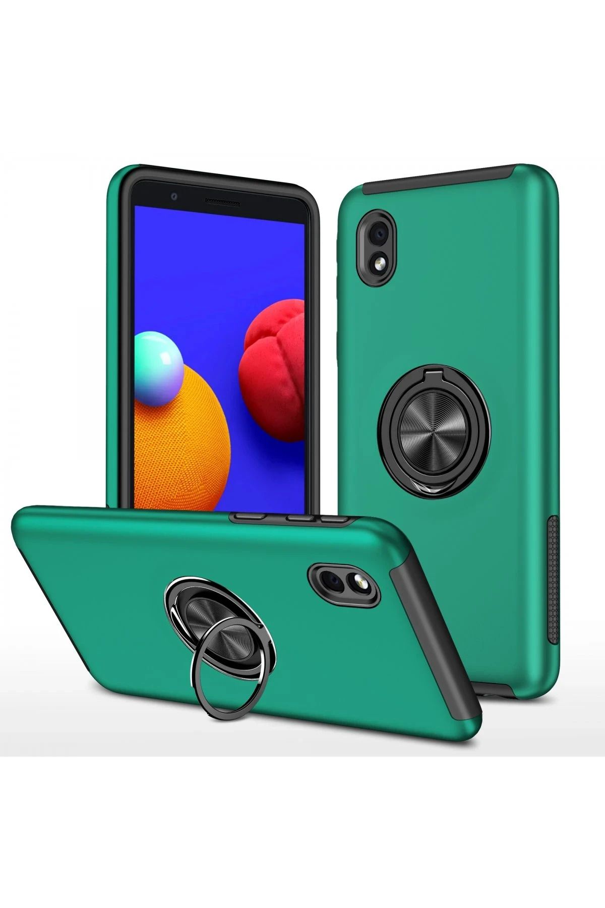 NewFace Samsung Galaxy A01 Core Kılıf Elit Yüzüklü Kapak - Yeşil BSTMY