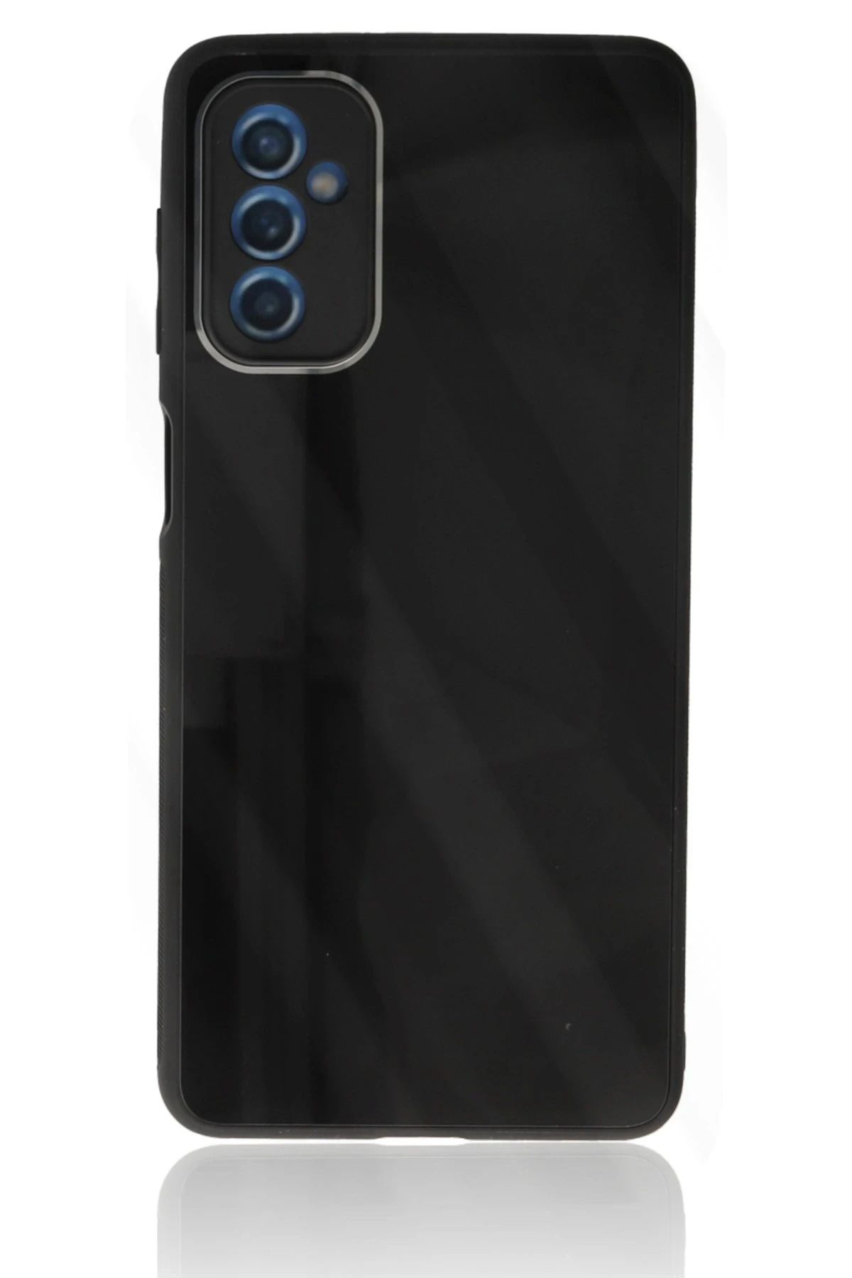 NewFace Samsung Galaxy M52 5G Kılıf Glass Kapak - Siyah INSLM