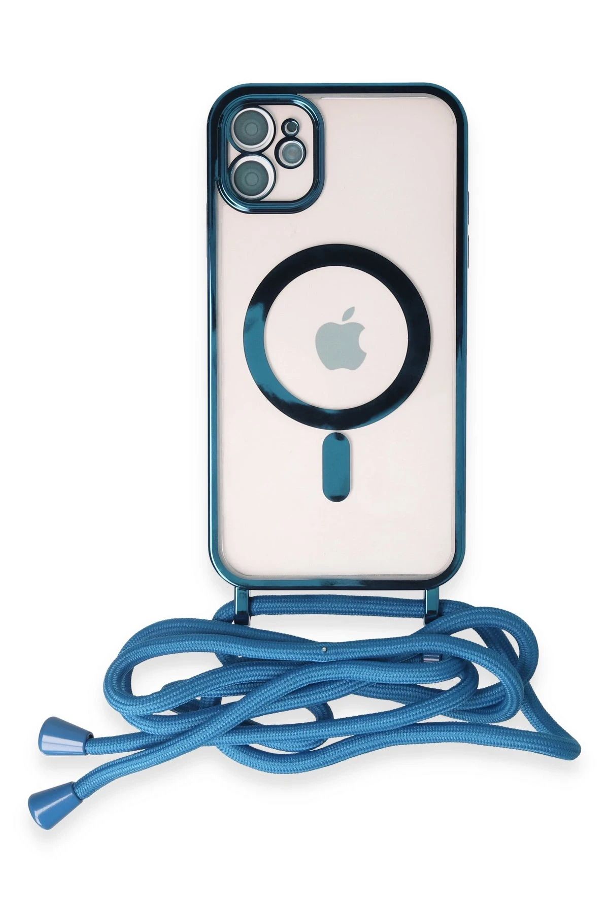 NewFace iPhone 11  Uyumlu Kılıf Divo Lazer Askılı Magsafe Kapak - Sierra Blue HNZRN