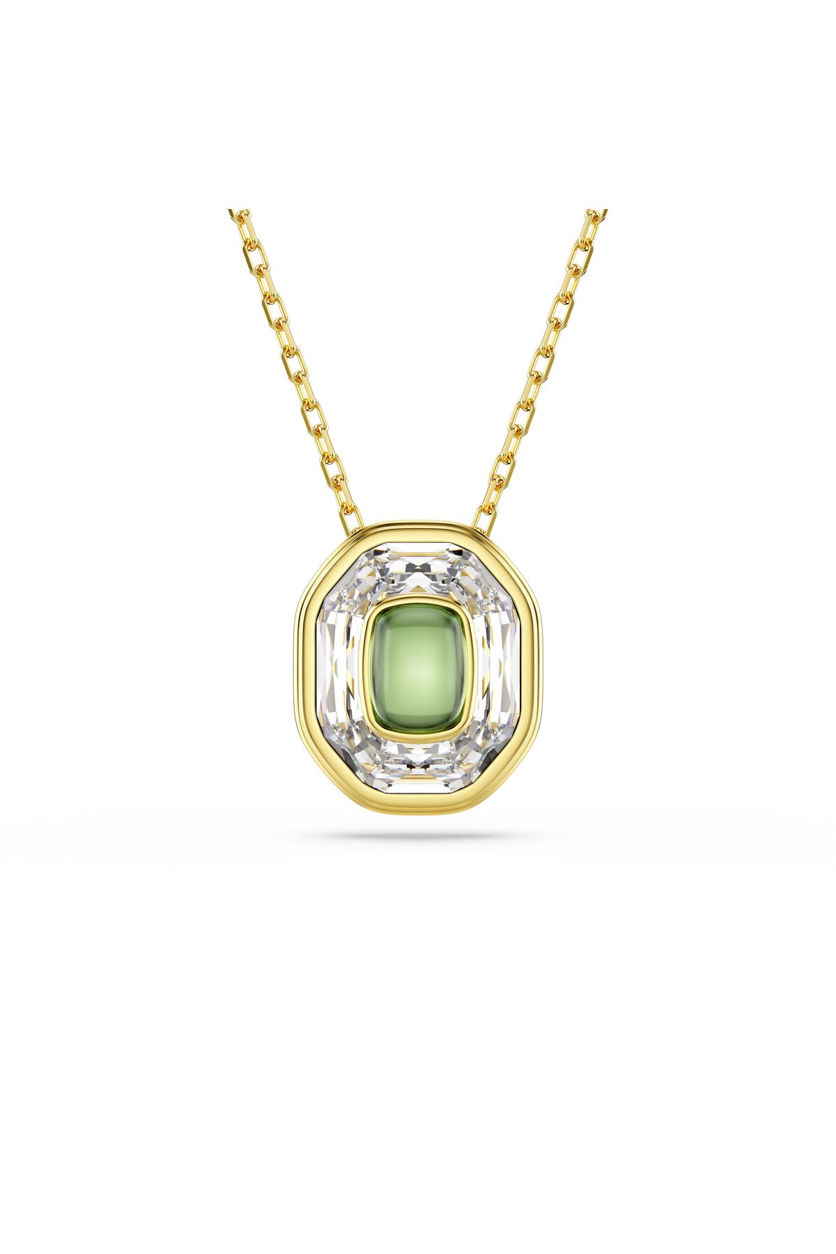 Swarovski Chroma Kolye, Sekizgen kesim, Yeşil, Altın rengi kaplama