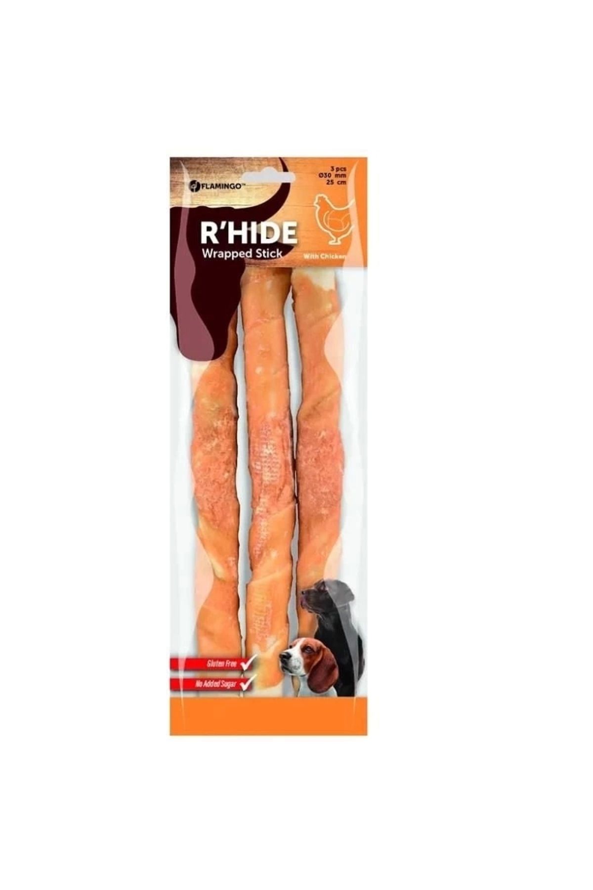 YNT İthalat Flamingo Rhide Tavuk Sargılı Stick Köpek Ödül Maması 25 Cm 3 Adet 240 Gr