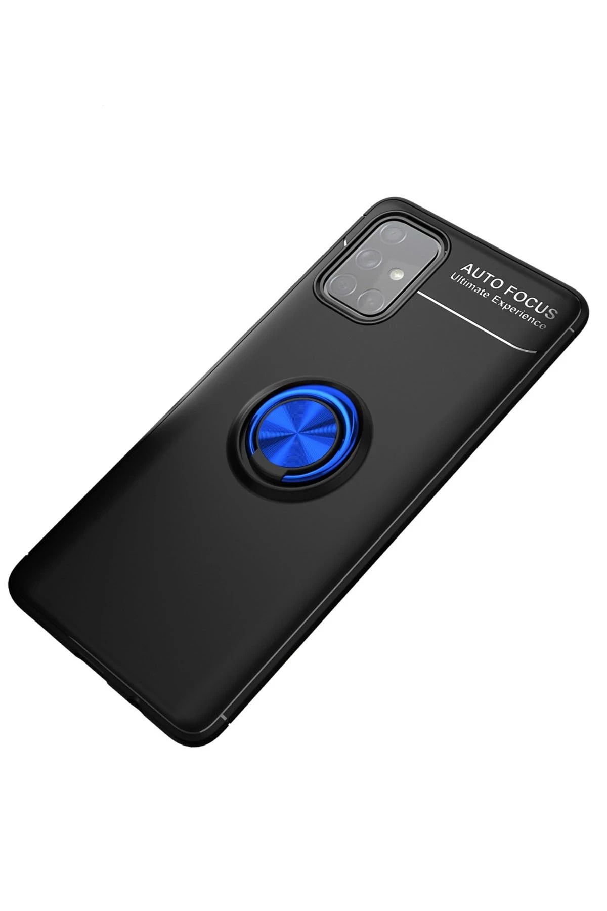 NewFace Samsung Galaxy M31S Kılıf Range Yüzüklü Silikon - Siyah-Mavi INSLM