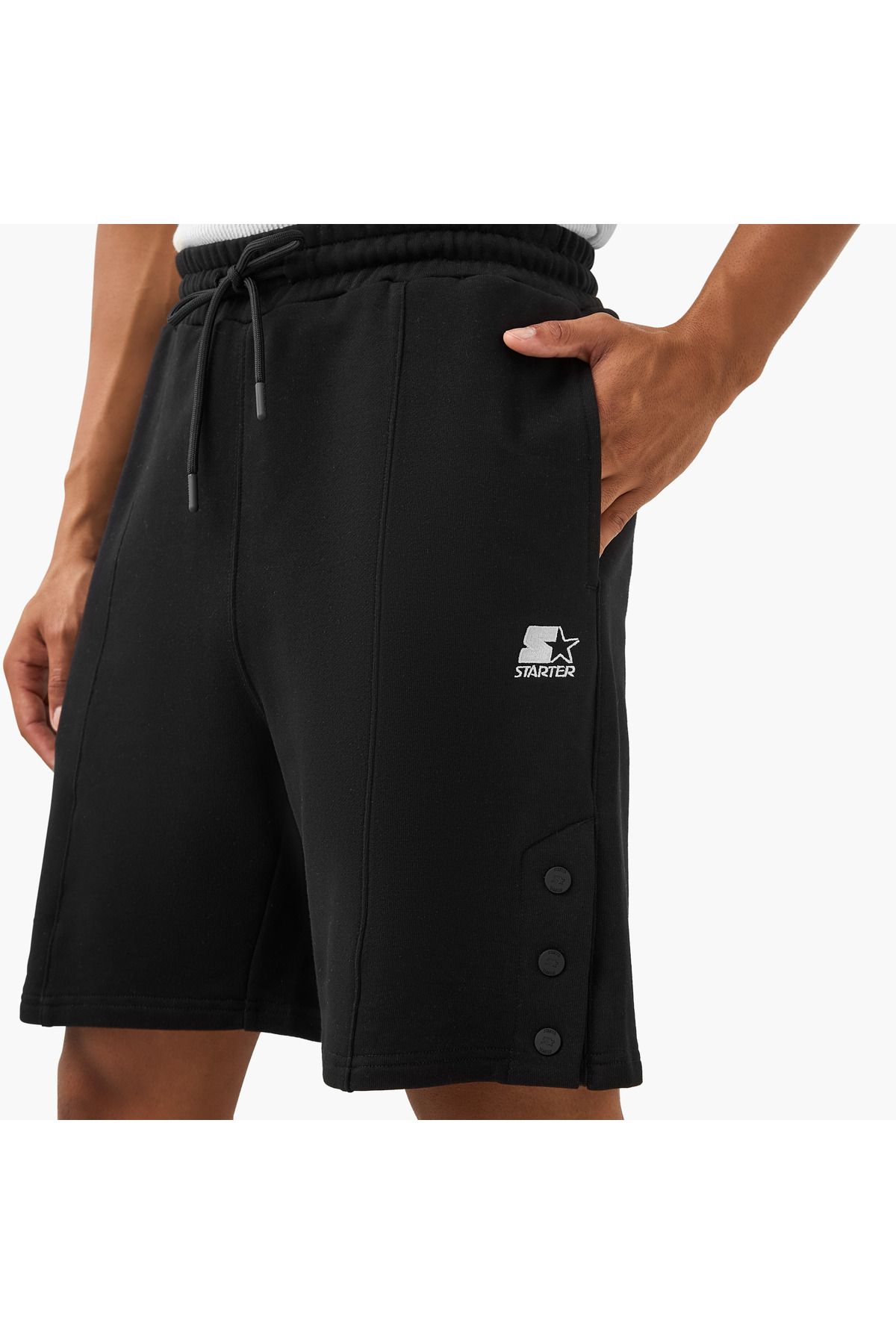 Starter-Starter Button Detail Shorts with Drawstring Closure and Pockets 4