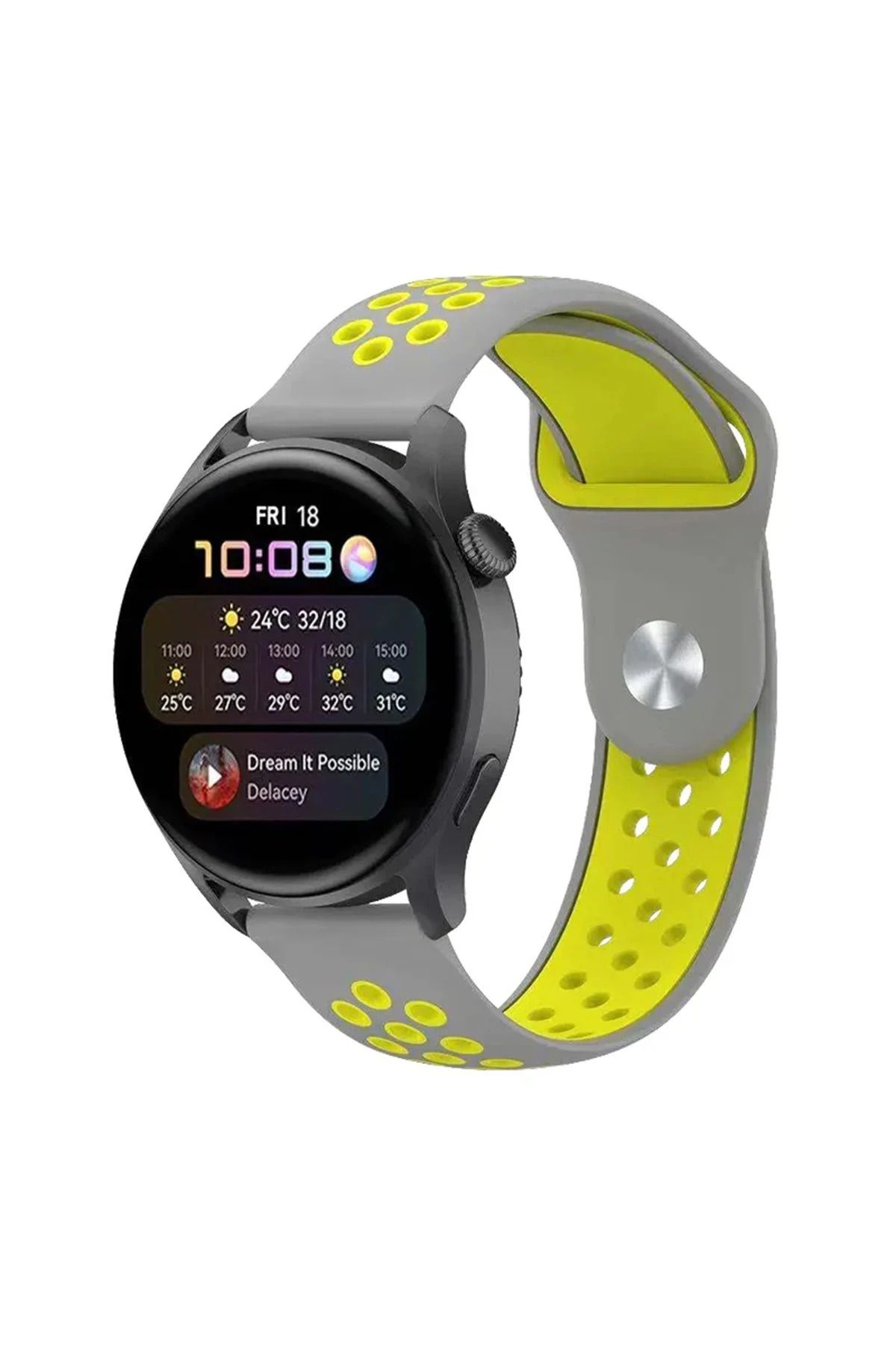 NewFace Watch 20mm Spor Delikli Kordon - Gri-Yeşil BSTMY