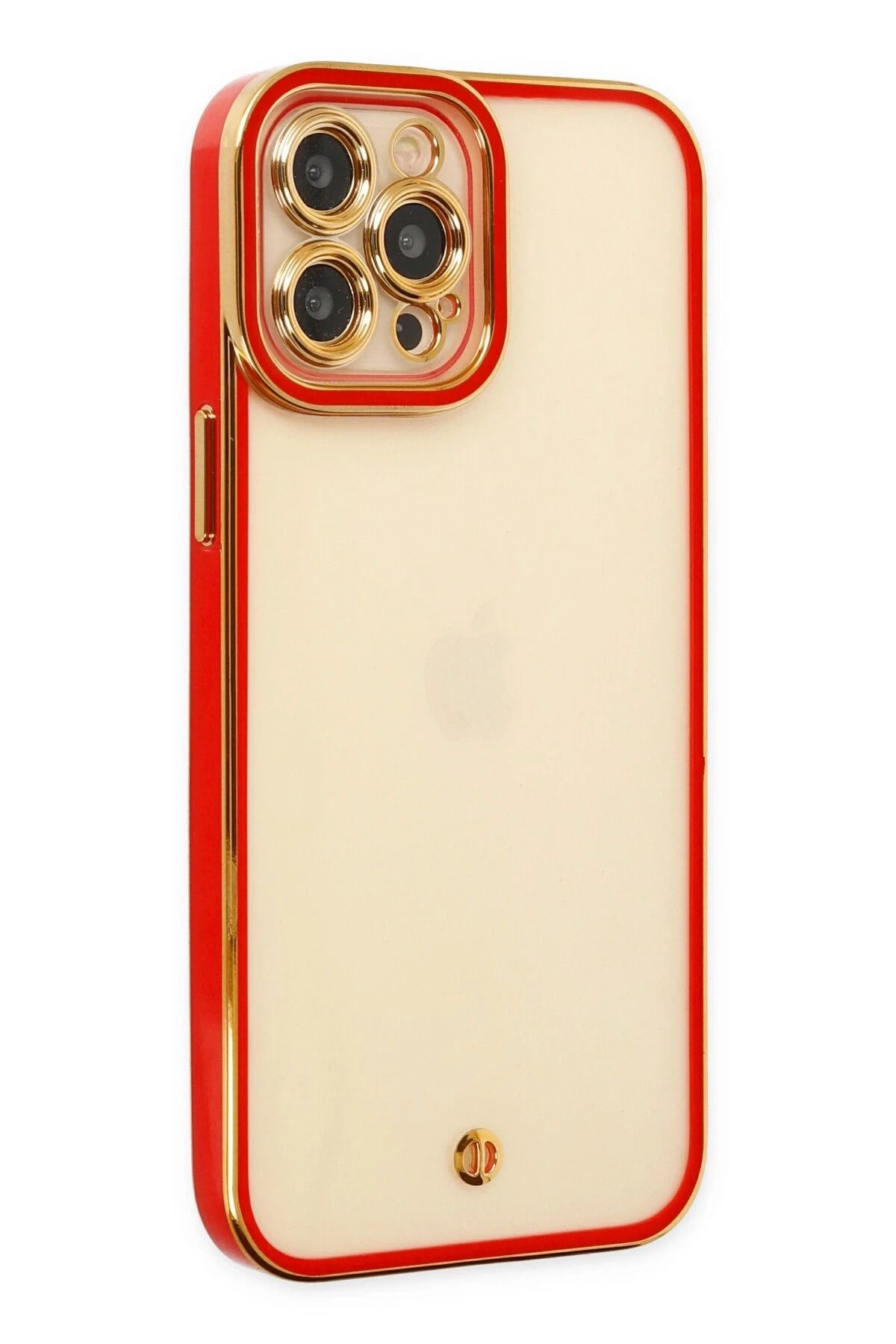 NewFace iPhone 12 Pro Max Kılıf Liva Lens Silikon - Kırmızı YNSMR