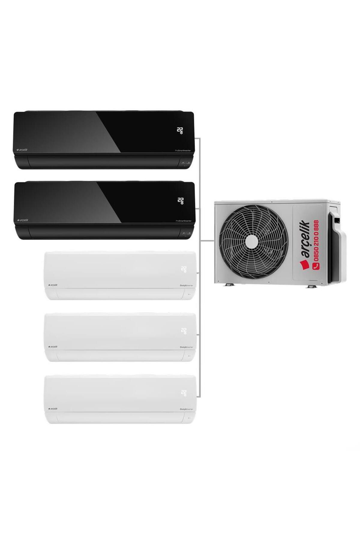 Arçelik Karma Multi Sistem Duvar Tipi 5+1 İnverter 9+9 BTU (Siyah) 9+9+9 BTU (Beyaz) - 30000 BTU Dı