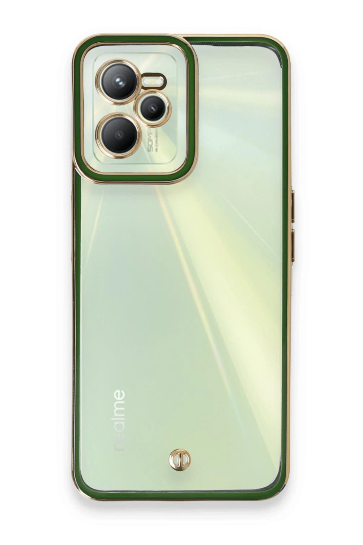 NewFace Realme C35 Kılıf Liva Lens Silikon - Yeşil HNZRN