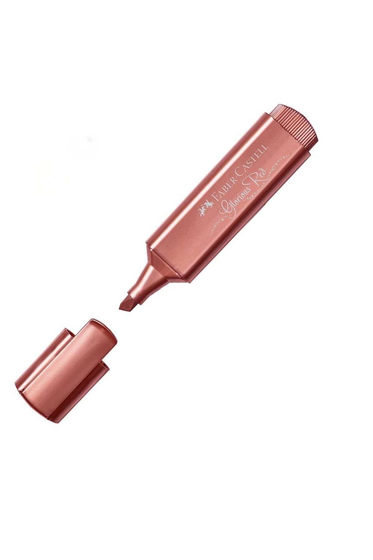 Faber Castell Fosforlu Kalem 46, Metalik Kırmızı