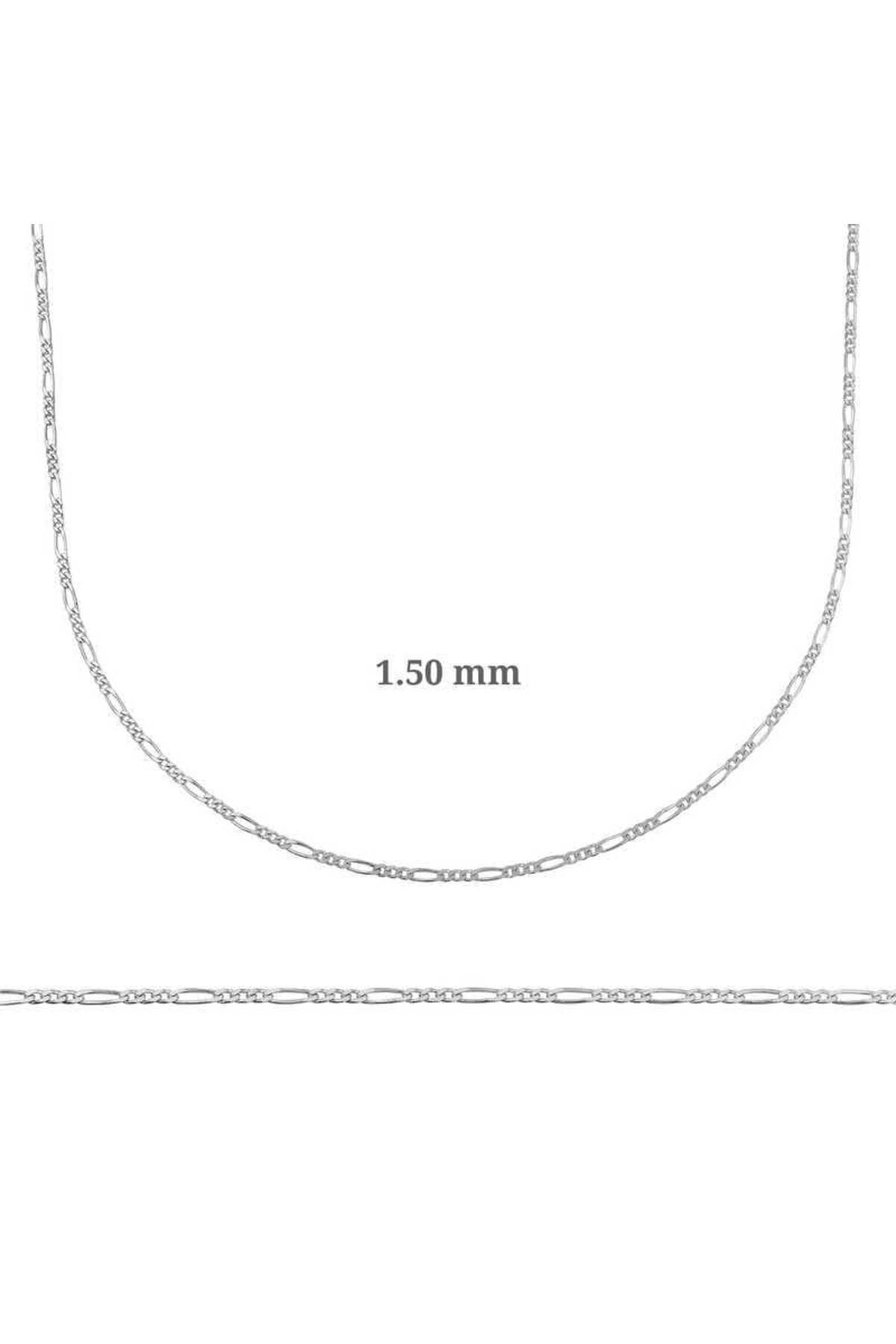 Gumush 1.50 mm Gümüş Figaro Zincir - 0.40 mikron