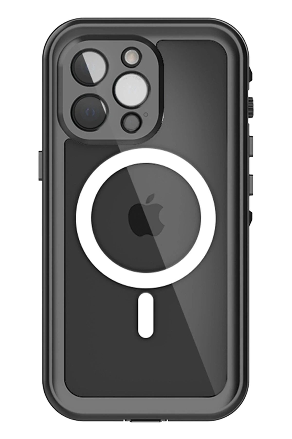 NewFace iPhone 13 Pro Kılıf Red Pepper Magneticsafe Su Geçirmez Kılıf - Siyah-Gri FERRG