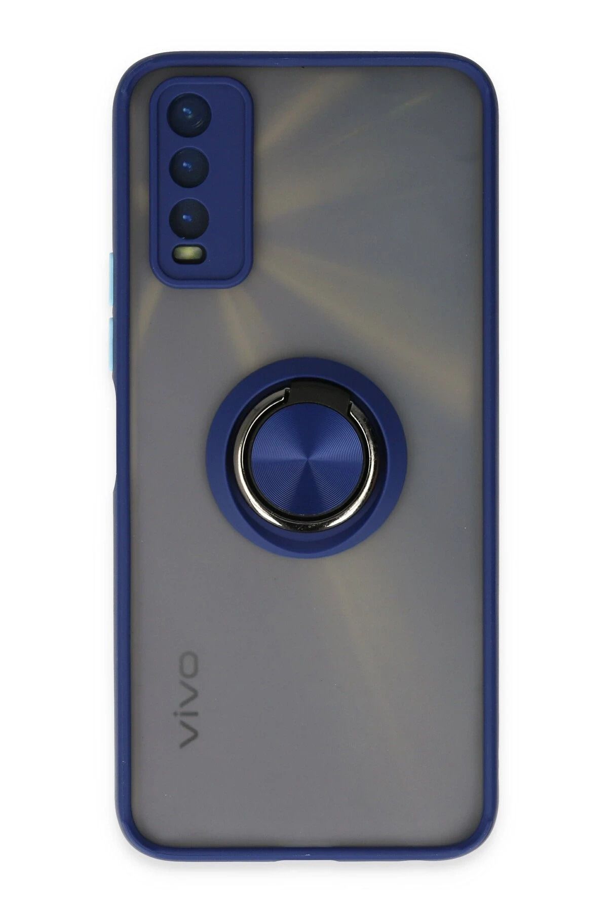 NewFace Vivo Y11S Kılıf Montreal Yüzüklü Silikon Kapak - Lacivert INSLM