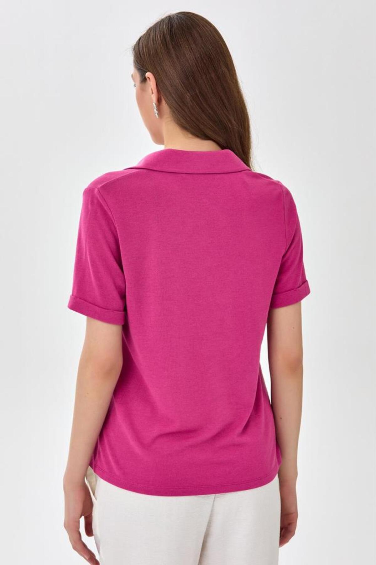 İkiler  Polo Yaka Kısa Kol Bluz 025-1014 - Görsel 6