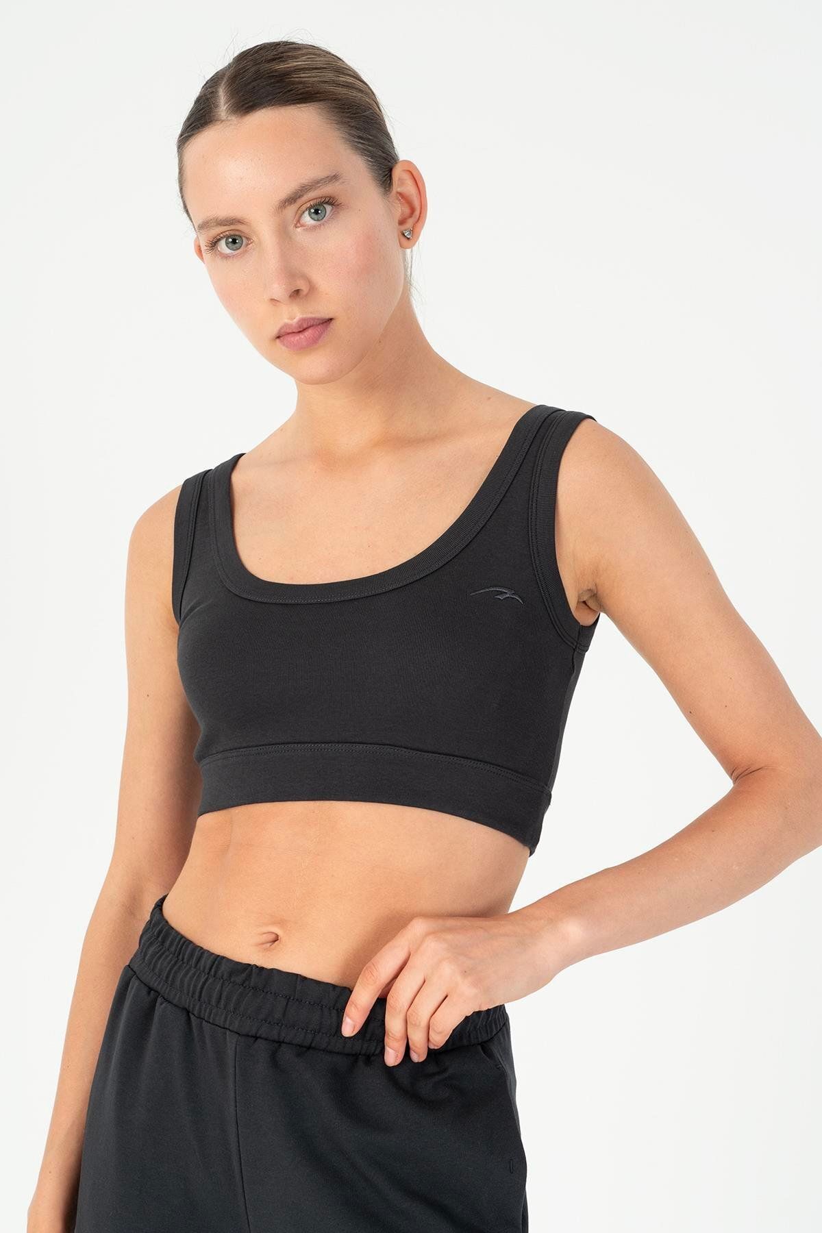 MARATON SlimFit Kadın U Yaka Kolsuz Antrasit Bra 23060