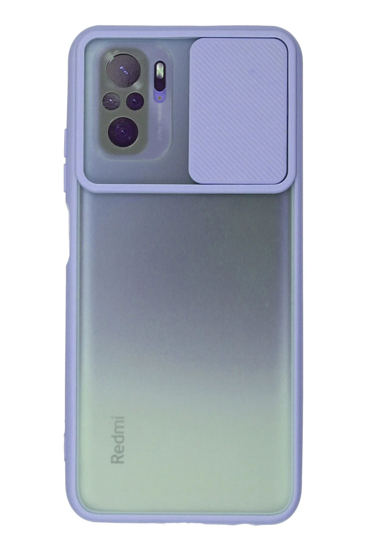 NewFace Xiaomi Redmi Note 10 Kılıf Palm Buzlu Kamera Sürgülü Silikon - Lila BSTMY