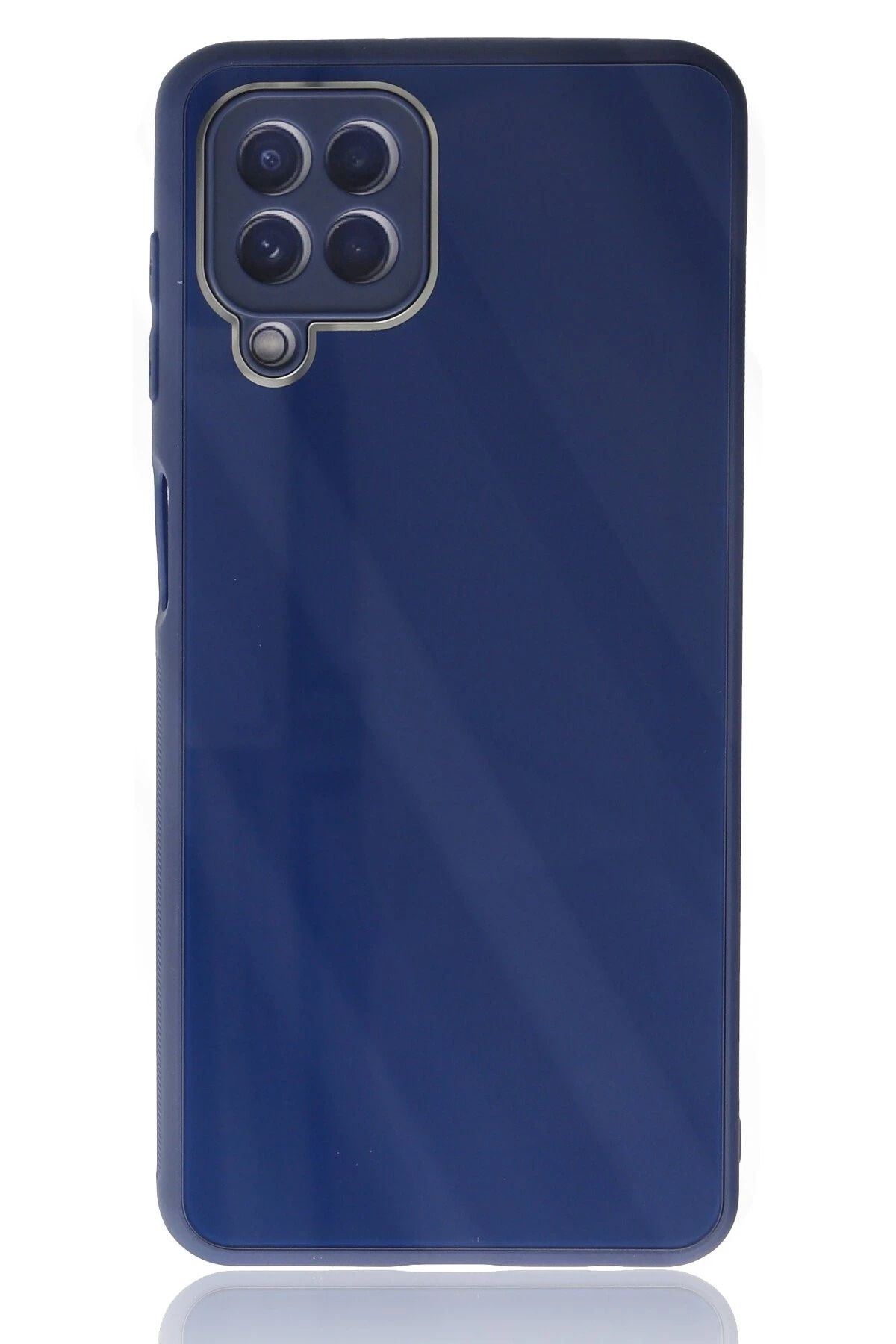 NewFace Samsung Galaxy A22 Kılıf Glass Kapak - Lacivert HNZRN