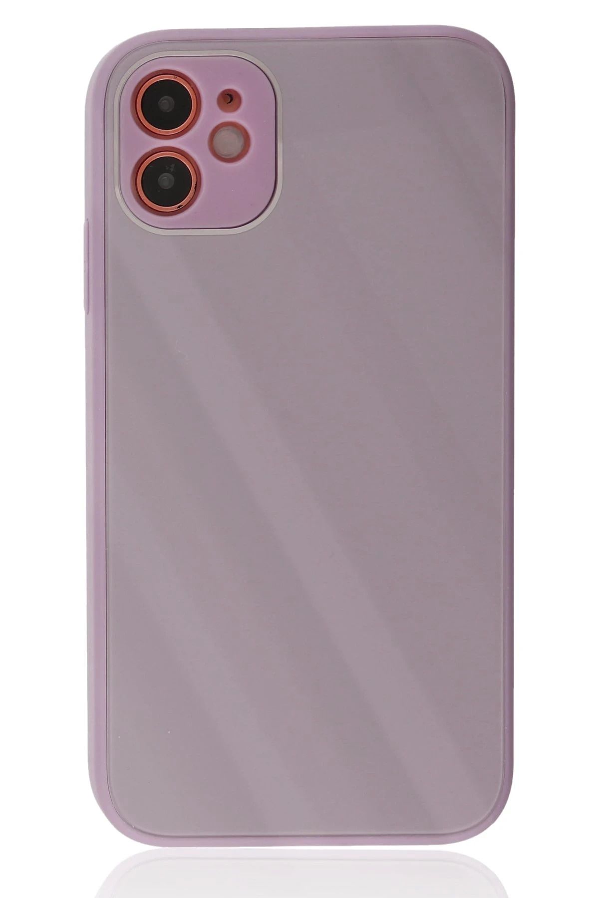 NewFace iPhone 12 Kılıf Glass Kapak - Mor INSLM