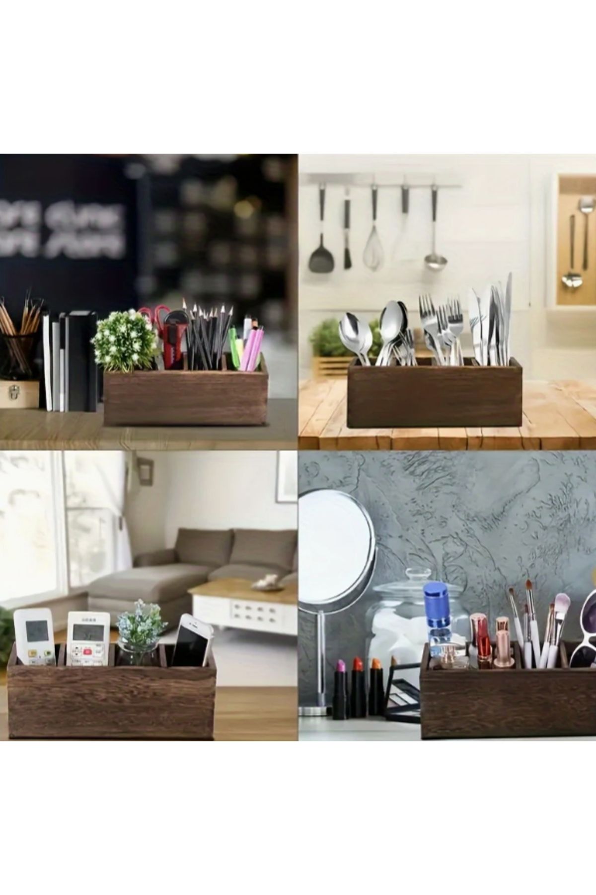 TEKNATURE ÇOK AMAÇLI AHŞAP KUTU MUTFAK BANYO DÜZENLEYİCİ ORGANİZER