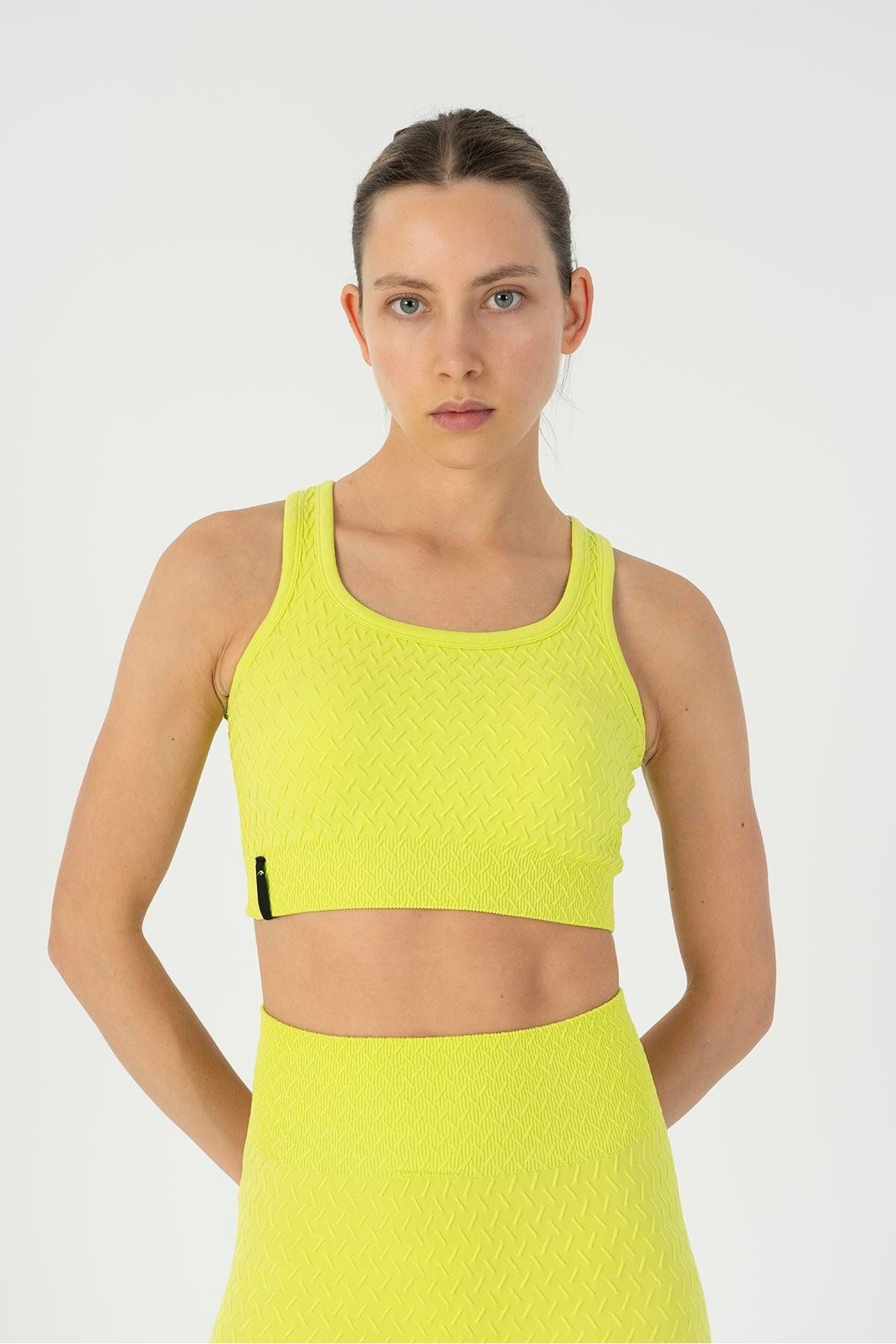 MARATON SlimFit Kadın Kapalı Yaka Kolsuz Neon Yeşil Bra