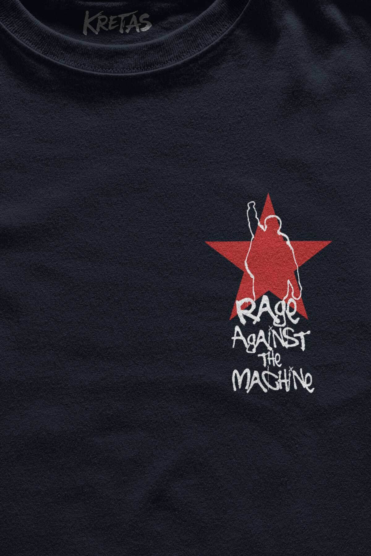 Kretas Unisex Lacivert T-shirt Rage Against the Machine RATM Music