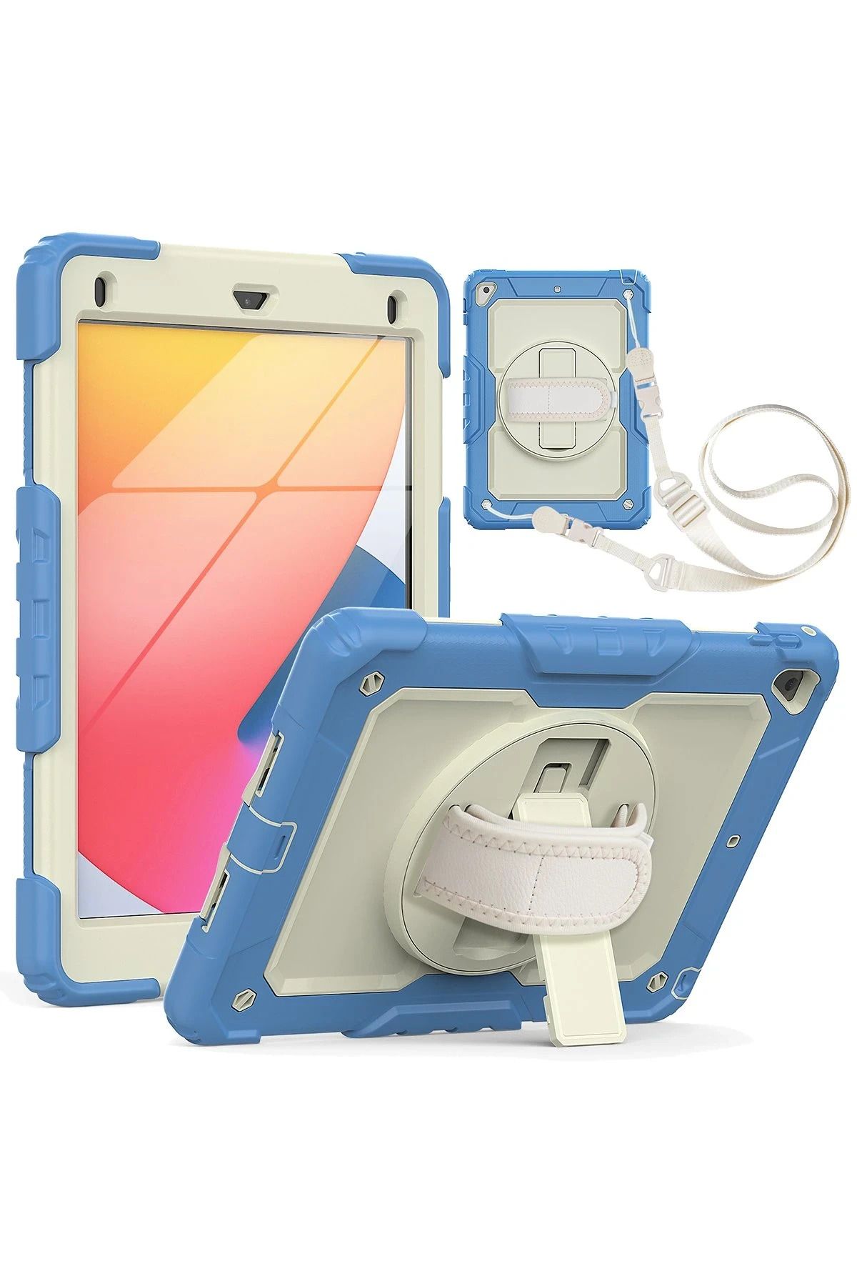 NewFace iPad 5 Air 9.7 Kılıf Strap New Tablet Kapak - Mavi JOJUA