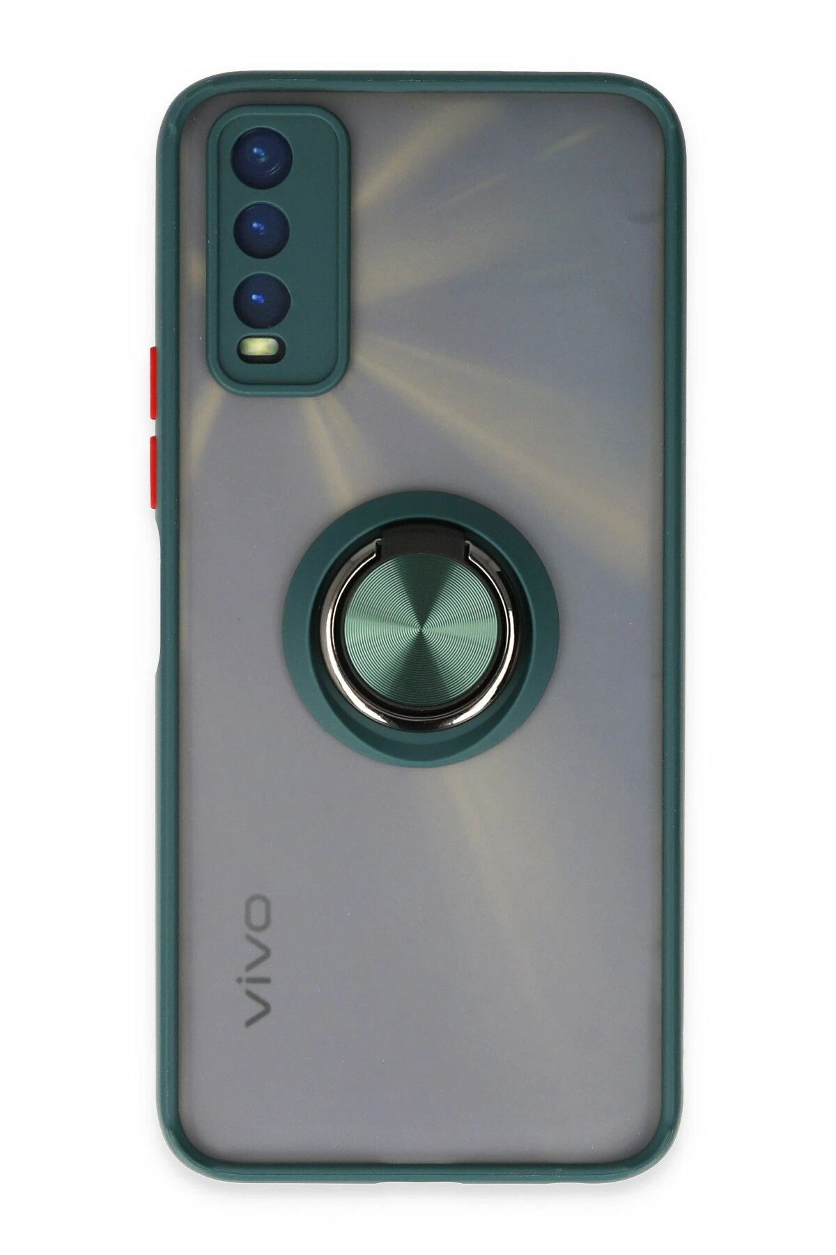 NewFace Vivo Y11S Kılıf Montreal Yüzüklü Silikon Kapak - Yeşil HNZRN
