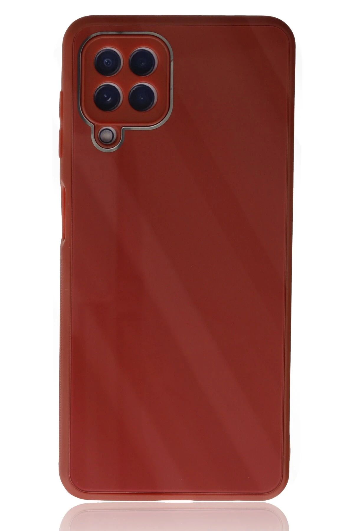 NewFace Samsung Galaxy A22 Kılıf Glass Kapak - Bordo HNZRN