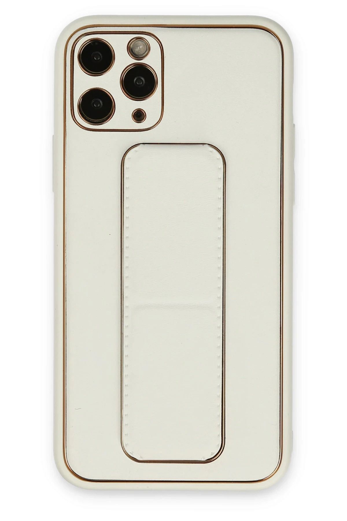 NewFace iPhone 11 Pro Kılıf Coco Deri Standlı Kapak - Beyaz HNZRN