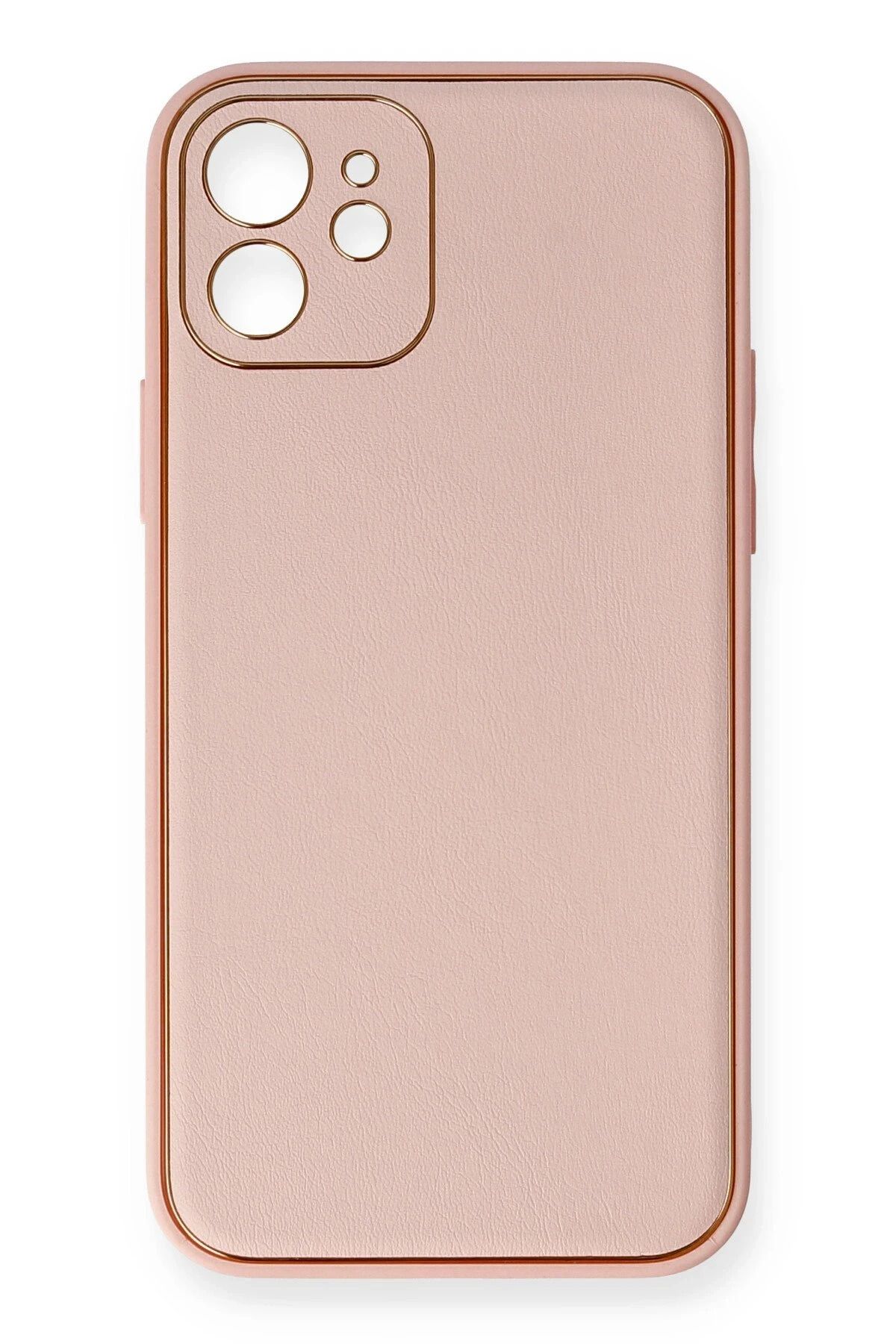 NewFace iPhone 12 Kılıf Coco Deri Silikon Kapak - Pembe JOJUA