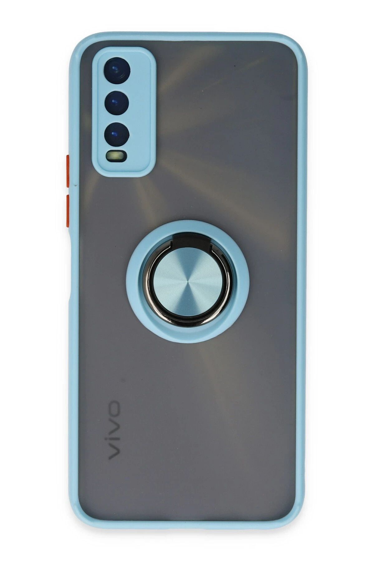 NewFace Vivo Y11S Kılıf Montreal Yüzüklü Silikon Kapak - Buz Mavi YNSMR
