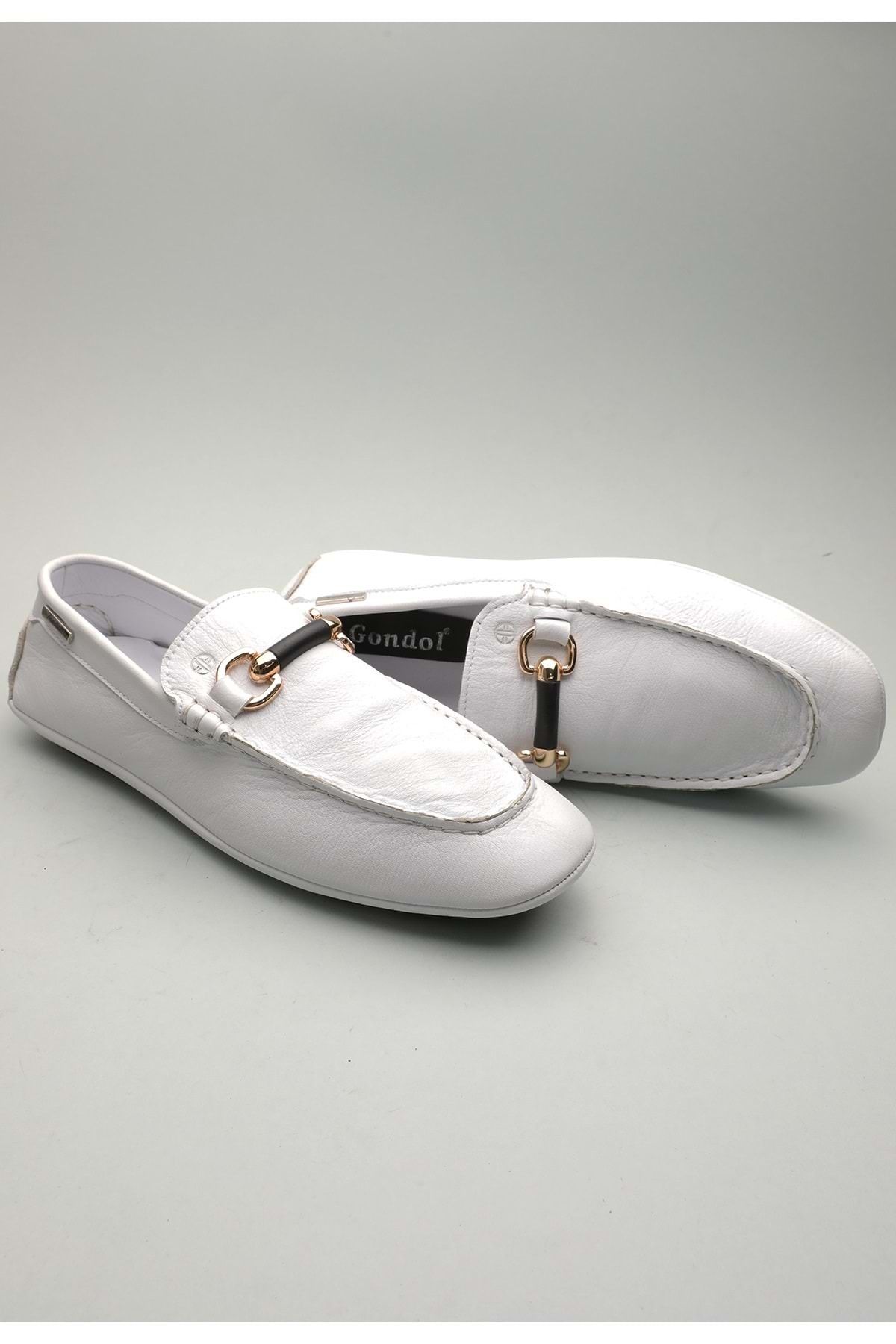 Gondol Erkek Hakiki Deri Klasik Loafer Beyaz 42 ttx.601114