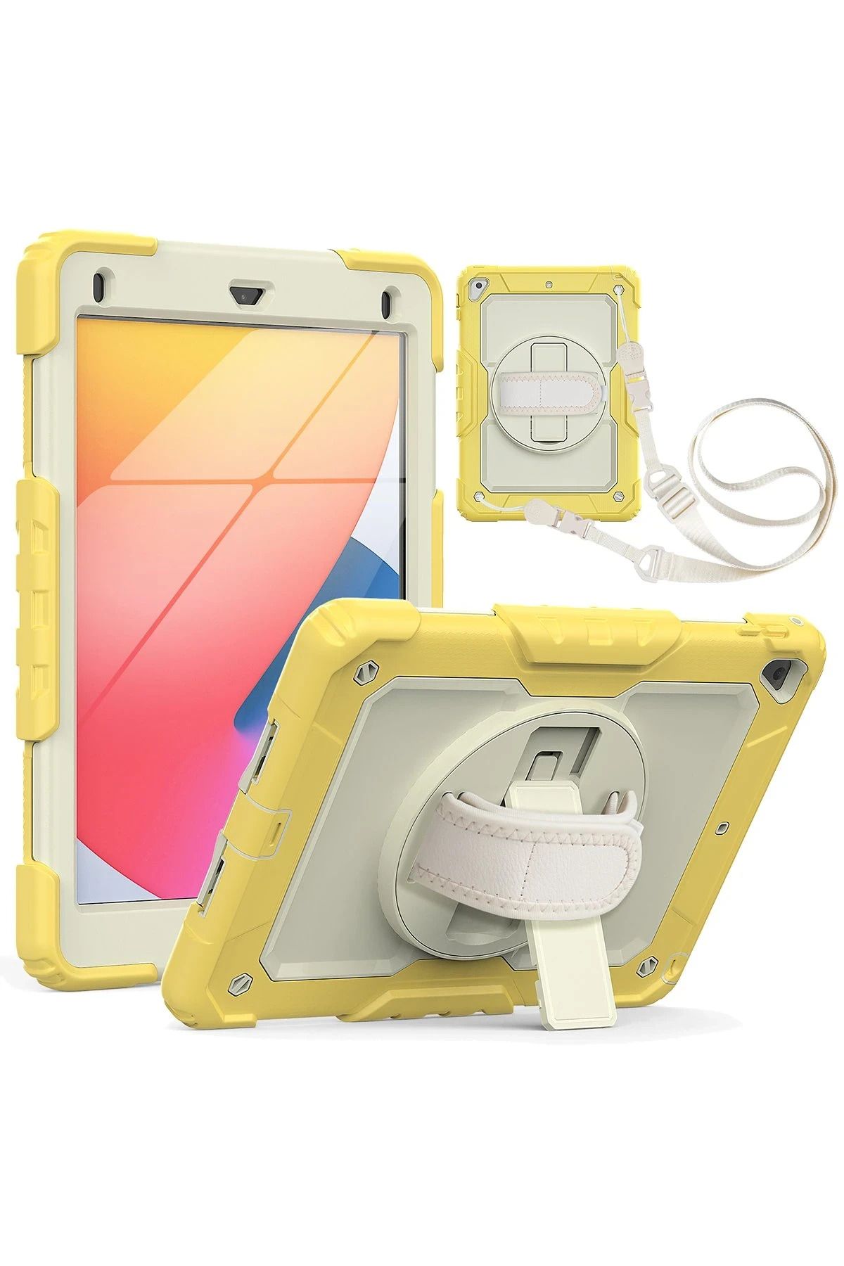 NewFace iPad 5 Air 9.7 Kılıf Strap New Tablet Kapak - Sarı JOJUA