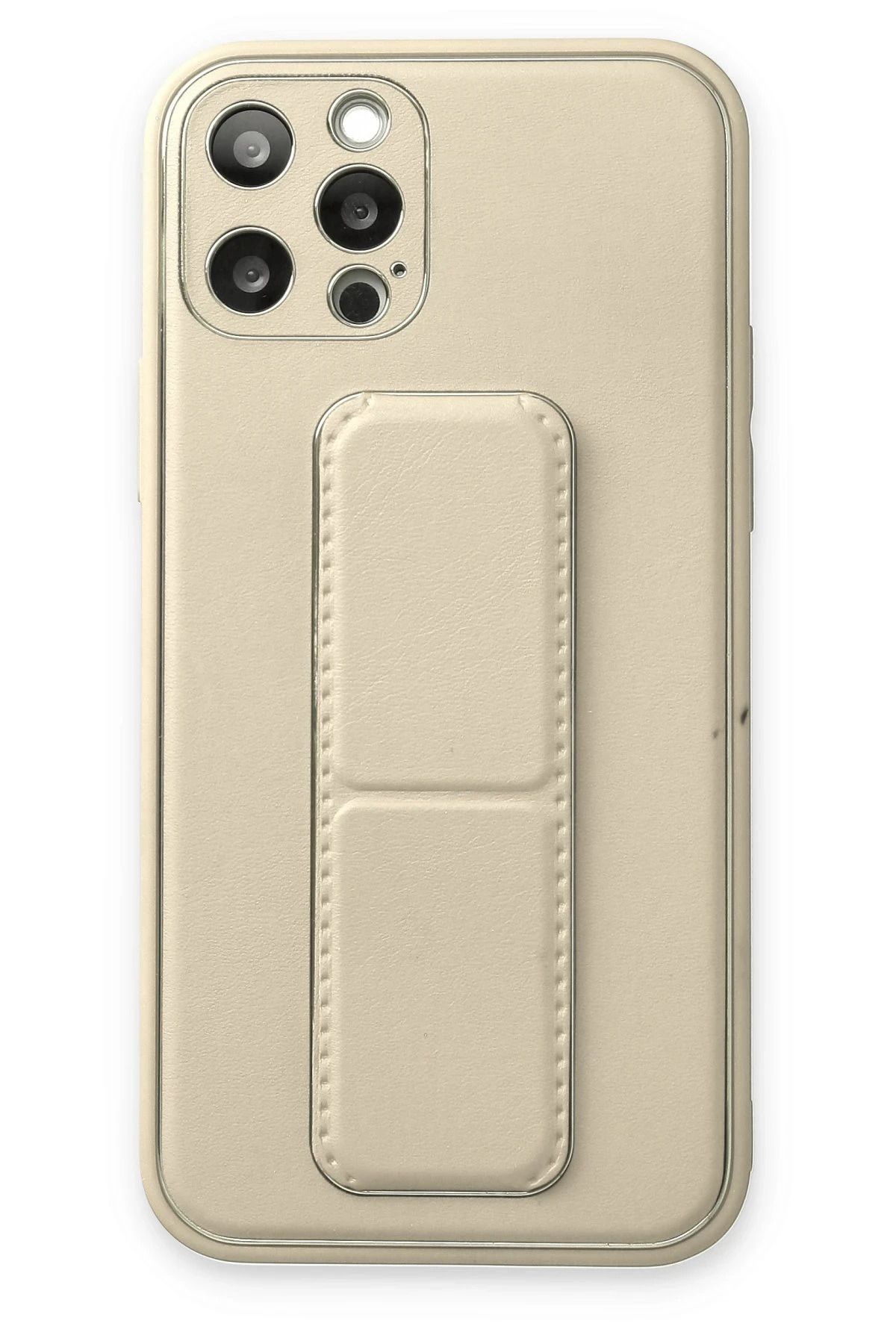 NewFace iPhone 12 Pro Max Kılıf Coco Deri Standlı Kapak - Beyaz JOJUA