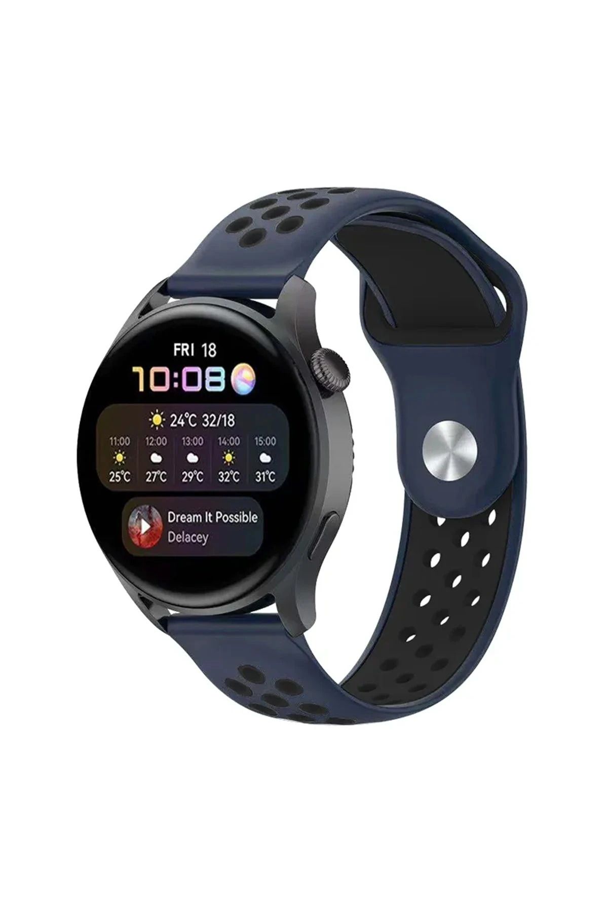 NewFace Watch 20mm Spor Delikli Kordon - Lacivert-Siyah BSTMY