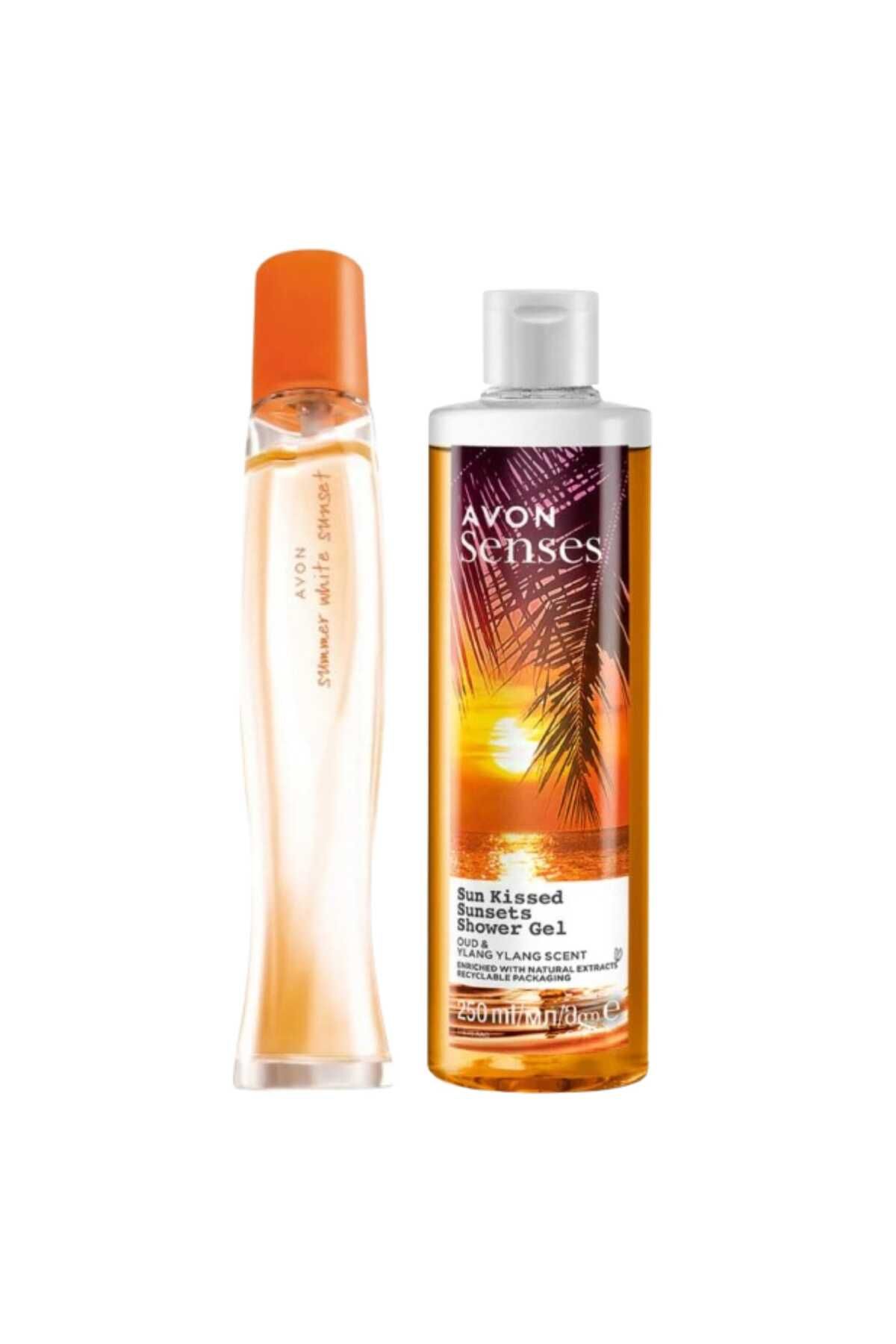 AVON Summer White Sunset Edt 50 ml Kadın Parfüm, Senses Sun Kissed Sunsets 250 ml Duş Jeli Paketi