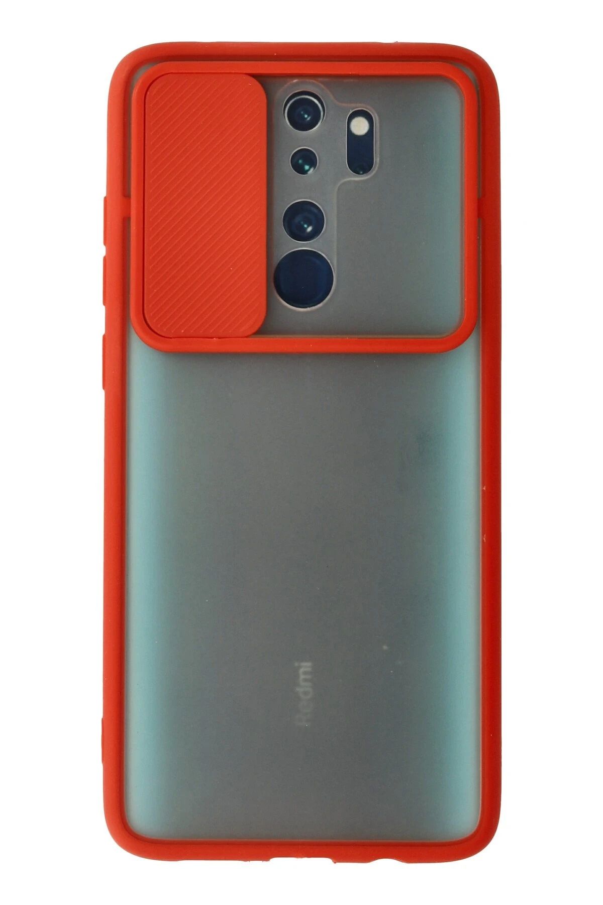 NewFace Xiaomi Redmi Note 8 Pro Kılıf Palm Buzlu Kamera Sürgülü Silikon - Kırmızı NRMSA