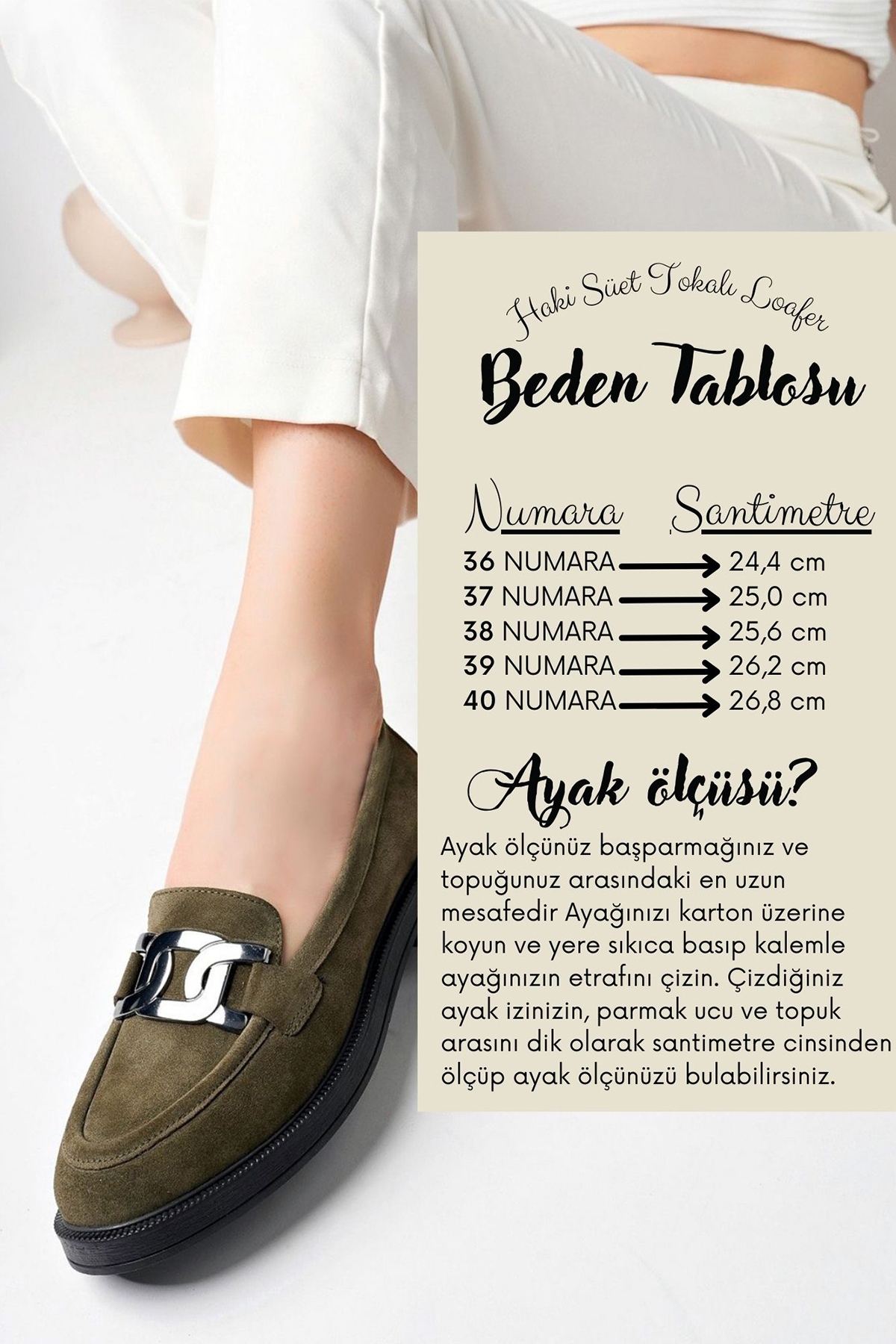 GRADA  Haki Süet Kadın Loafer Ayakkabı Haki Yeşili Hakiki Süet Deri Tokalı Kadın Haki Rengi Günlük Mokasen - Görsel 6