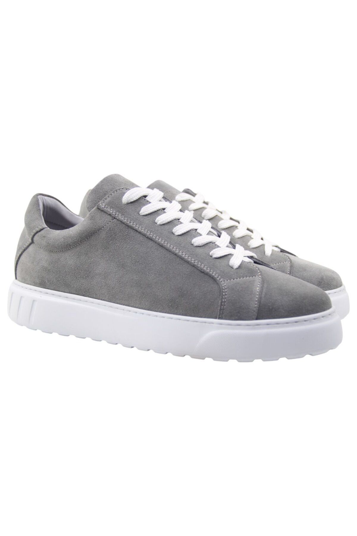 DERİ G Deri-G Gri Hakiki Süet Deri Bağcıklı Erkek Sneaker 242-4213GRS-39