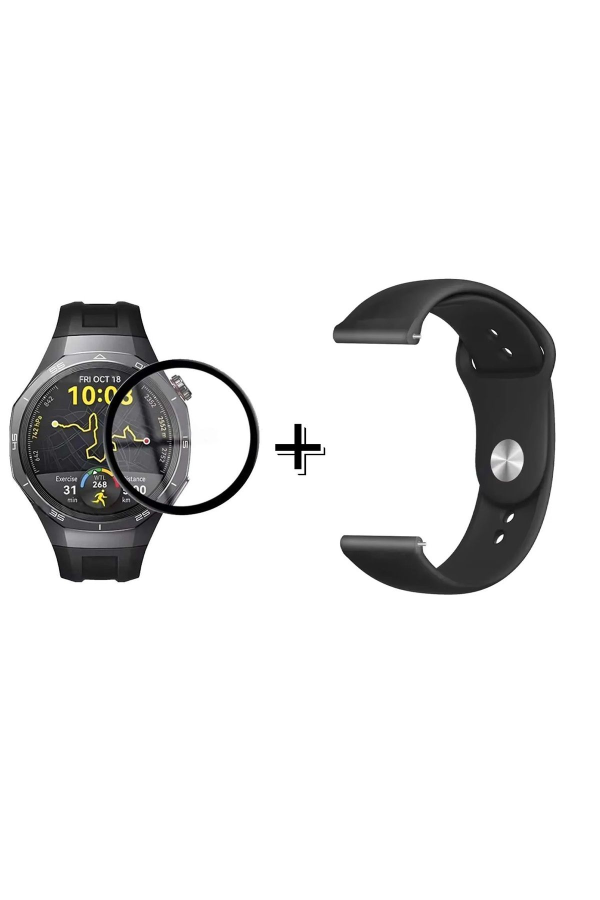 Forzacase Huawei Watch GT5 Pro 46mm ile uyumlu Silikon Kordon Kayış + Ekran Koruma Filmi - FC875
