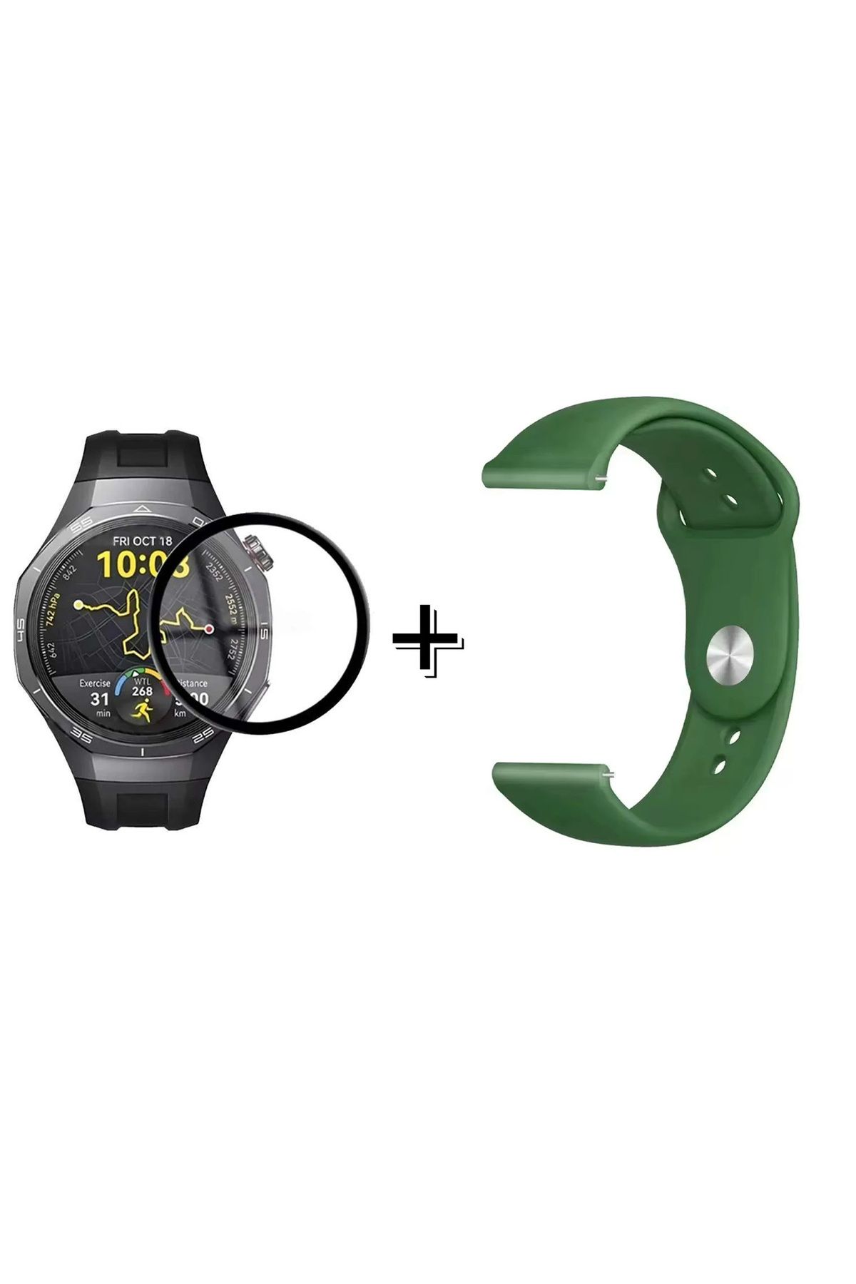 Forzacase Huawei Watch GT5 Pro 46mm ile uyumlu Silikon Kordon Kayış + Ekran Koruma Filmi - FC875